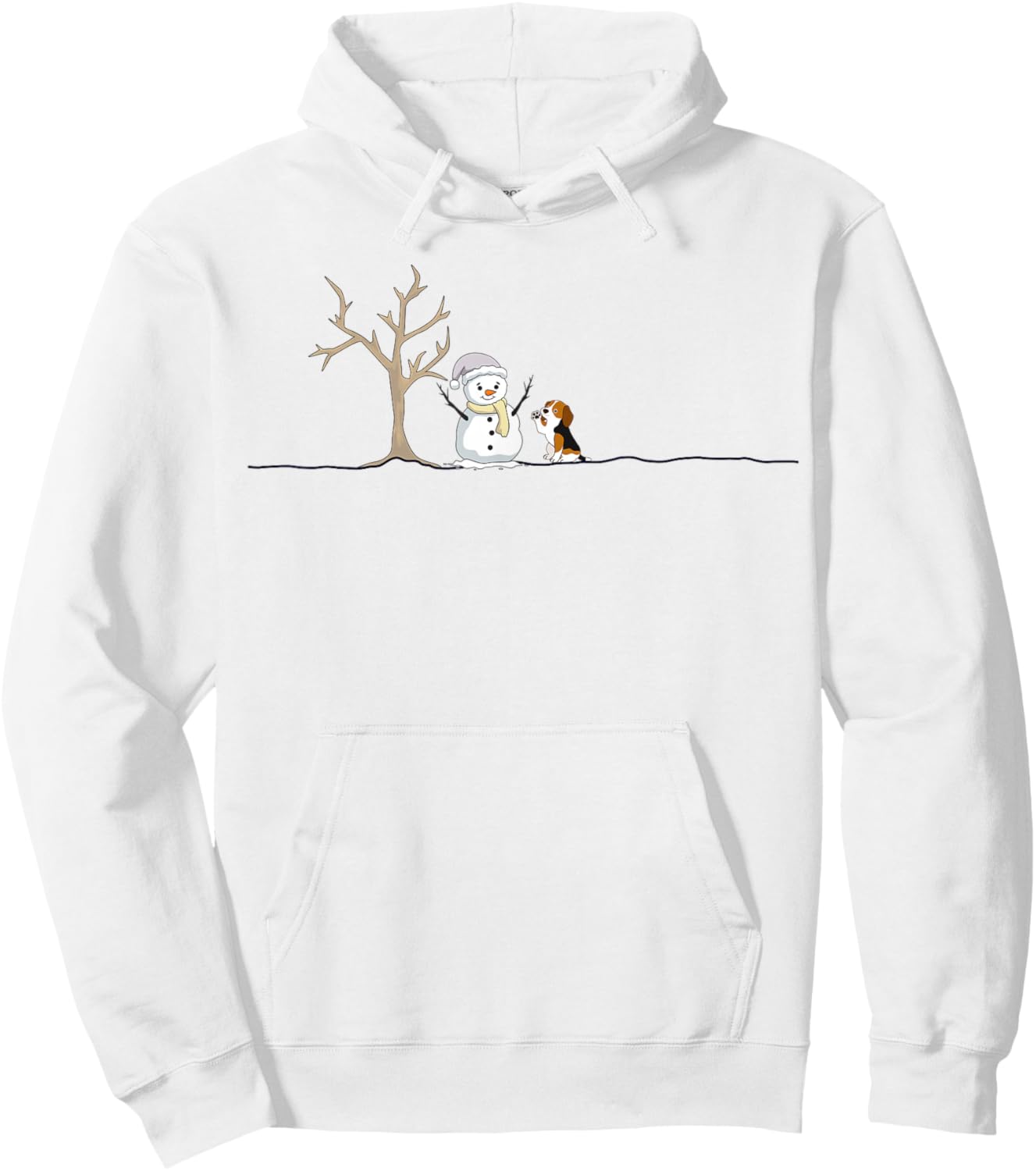 Funny Beagle Dog Christmas Snowman Xmas Lights Pajama Hoodie - Hoodie | White