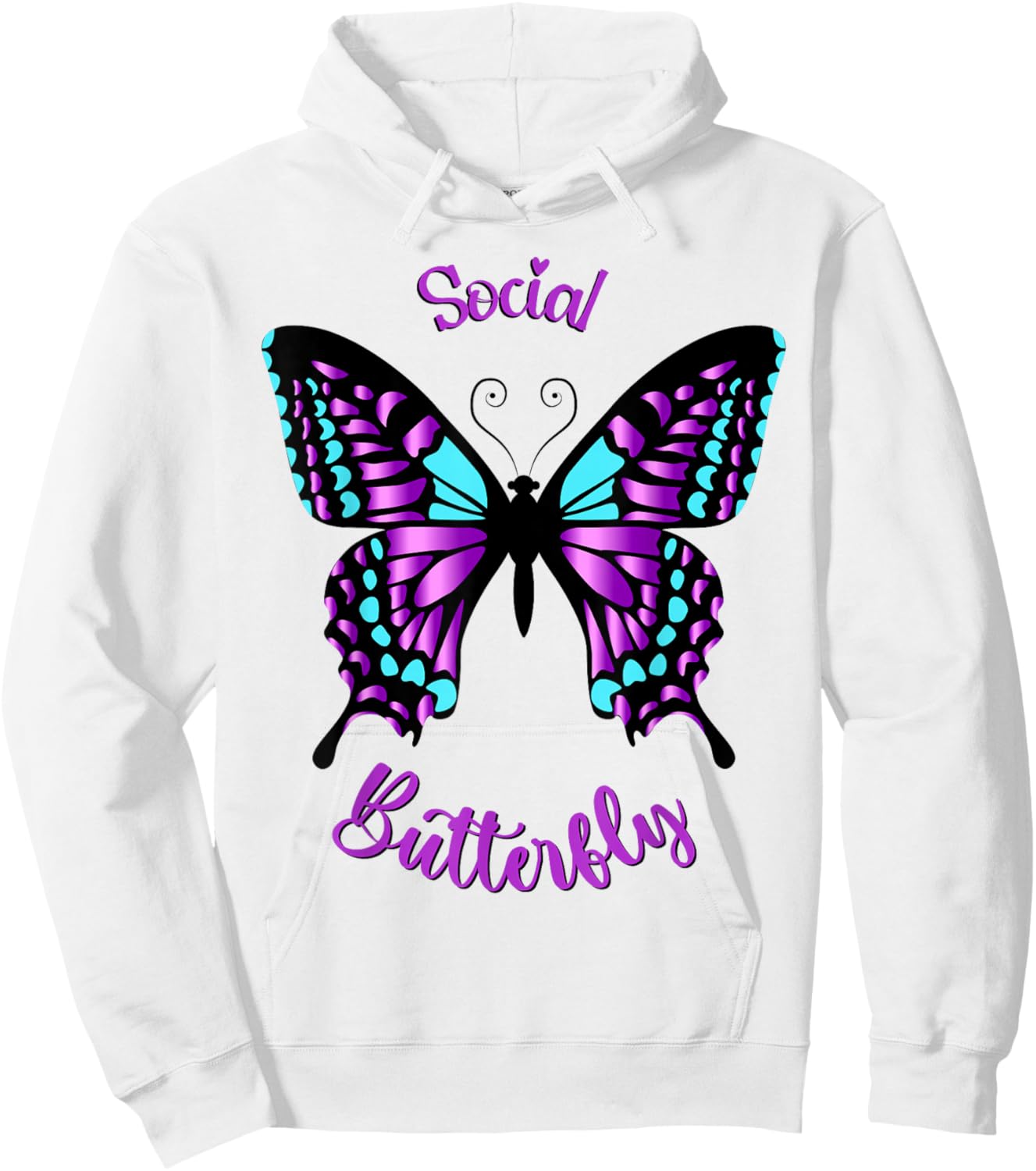 Purple and Blue Social Butterfly Hoodie - Hoodie | White
