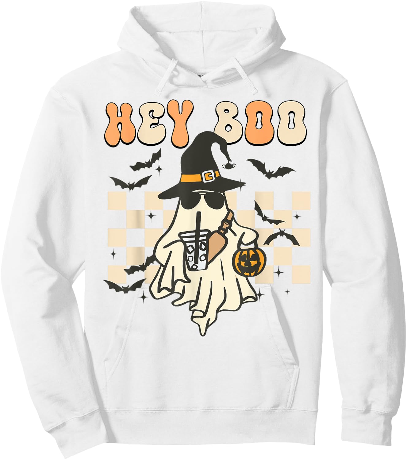 Funny Hey-Boo Shirt Toddler Boy Men Halloween Ghost Coffee Hoodie - Hoodie | White