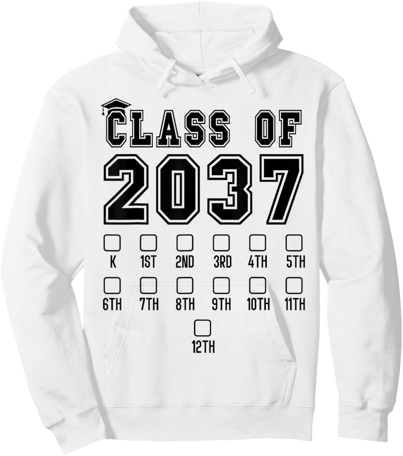 Class of 2037 Grow With Me First Day of School Check Mark Hoodie - Hoodie | White