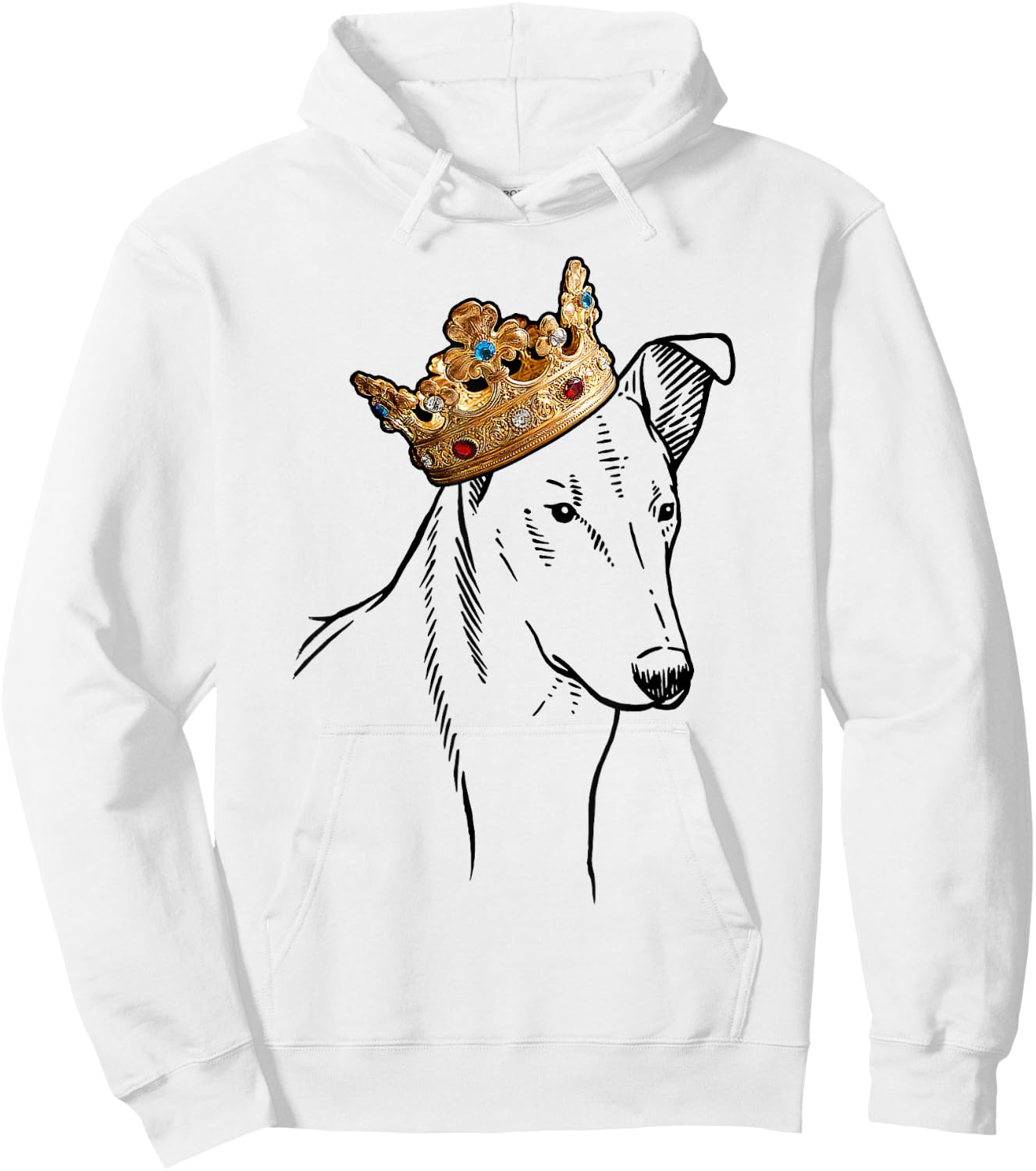 Smooth Collie Dog Wearing Crown Men Women Girls Kids Hoodie - Hoodie | White