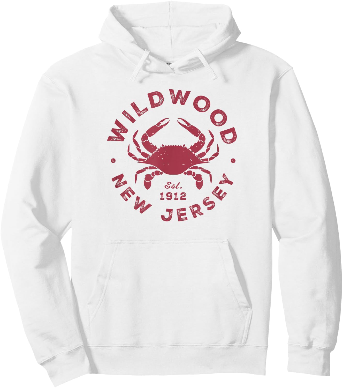 Vintage Wildwood New Jersey Atlantic Crab Beach Souvenir Hoodie - Hoodie | White
