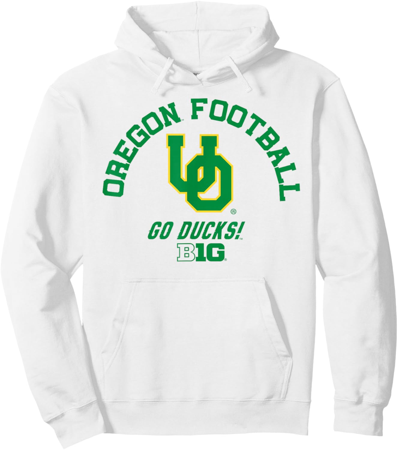 Oregon Ducks Big 10 Football Logo Officially Licensed Hoodie - Hoodie | White