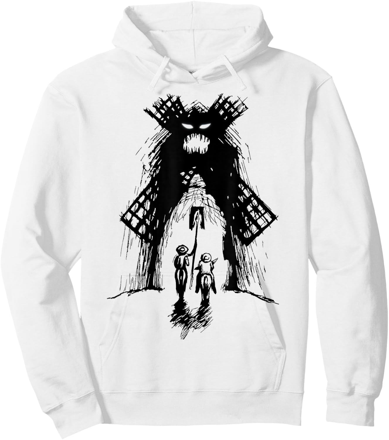 Don Quixote and Sancho vs Monster Windmill Hoodie - Hoodie | White