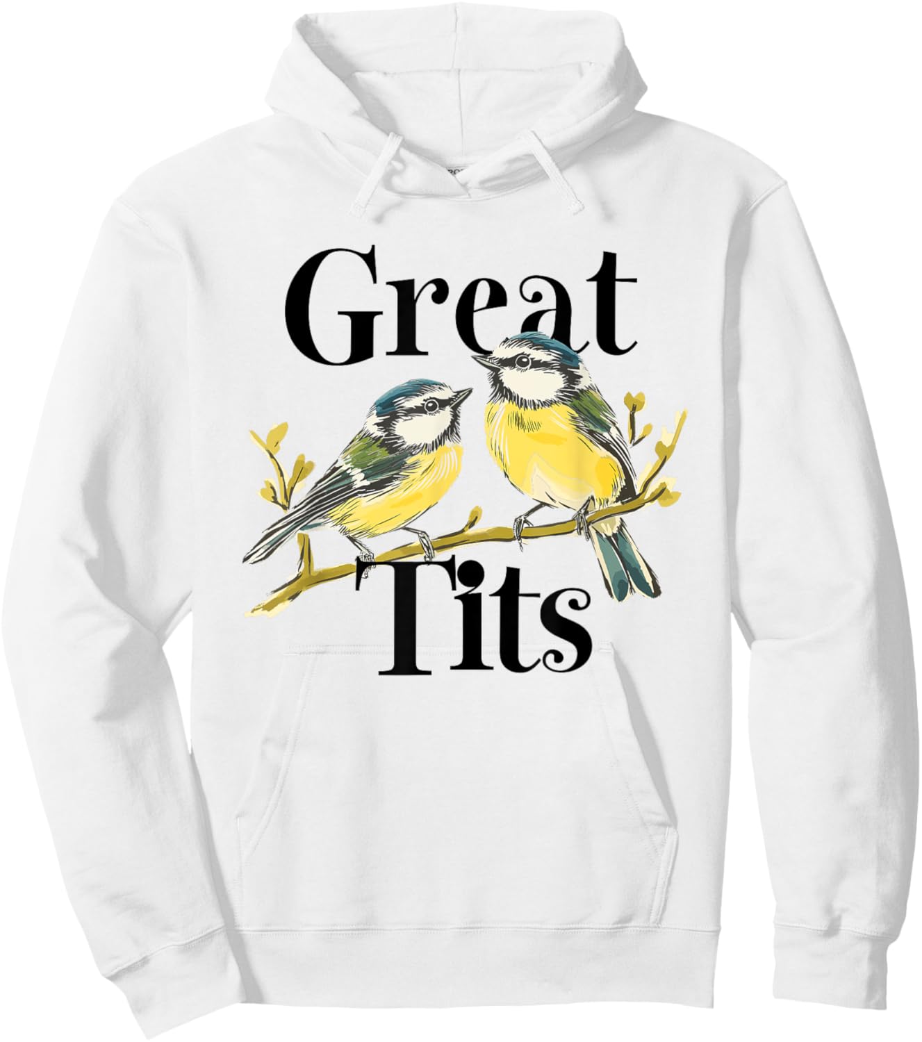Great Tits Funny Ornithology Bird Great Tit English Hoodie - Hoodie | White