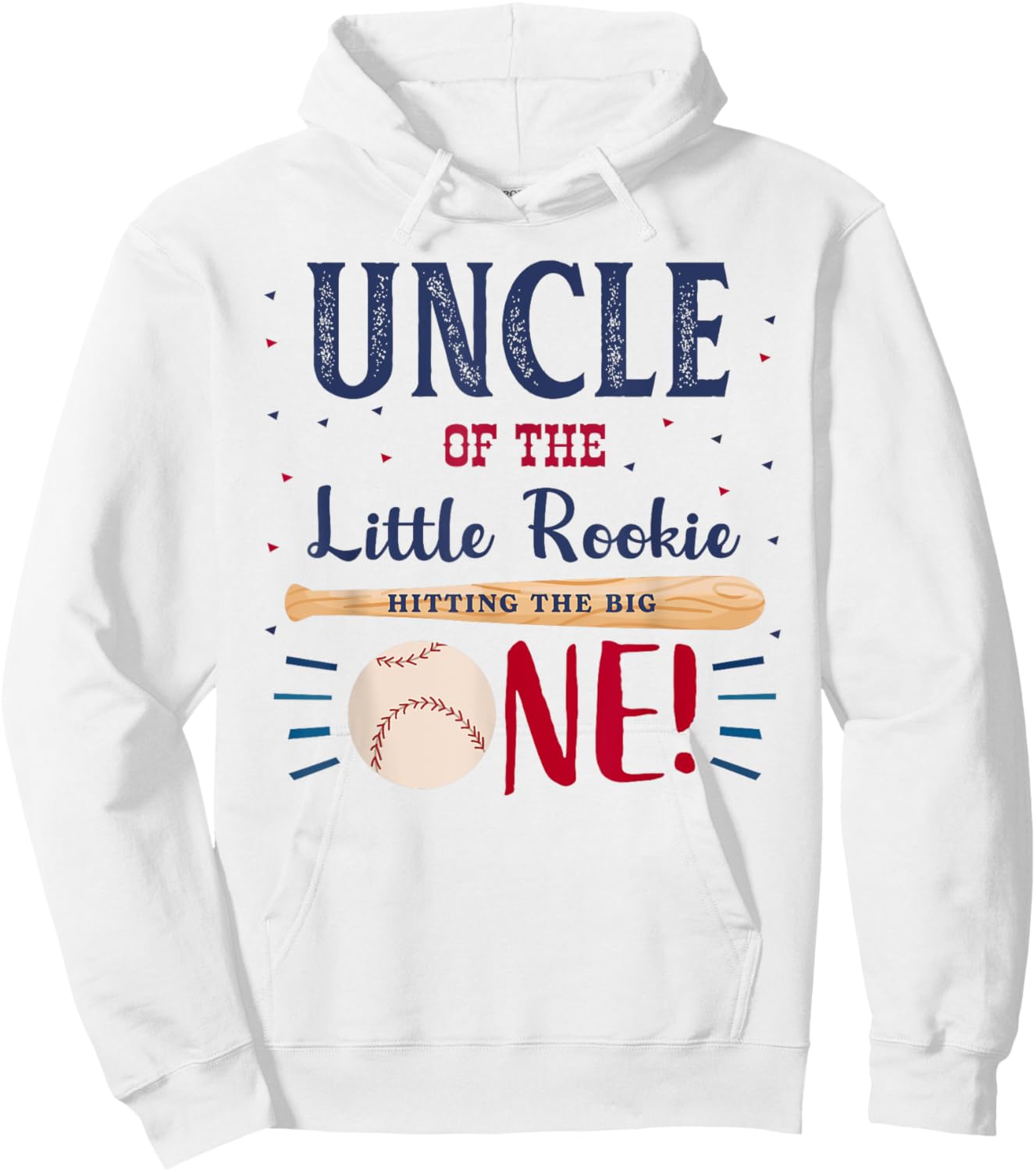 Uncle First Birthday Little Rookie Baseball The Big One Hoodie - Hoodie | White