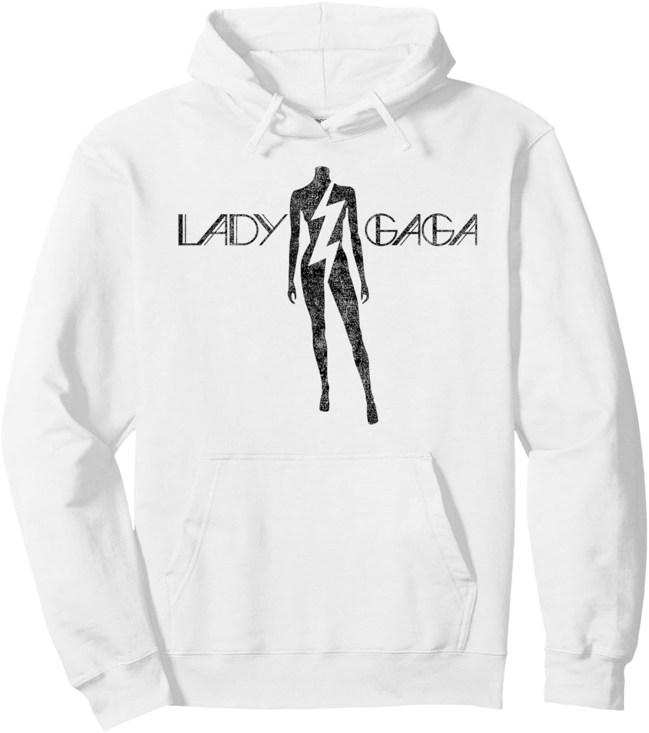Official Lady Gaga Lightning Black Logo Hoodie - Hoodie | White
