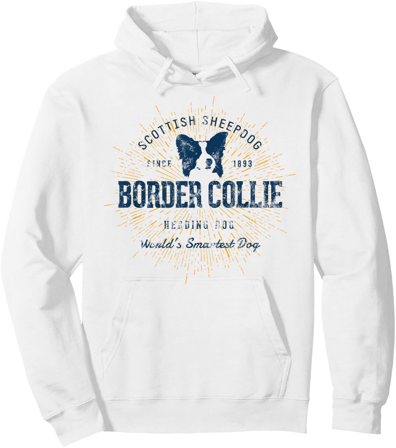Retro Border Collie Vintage Hoodie - Hoodie | White