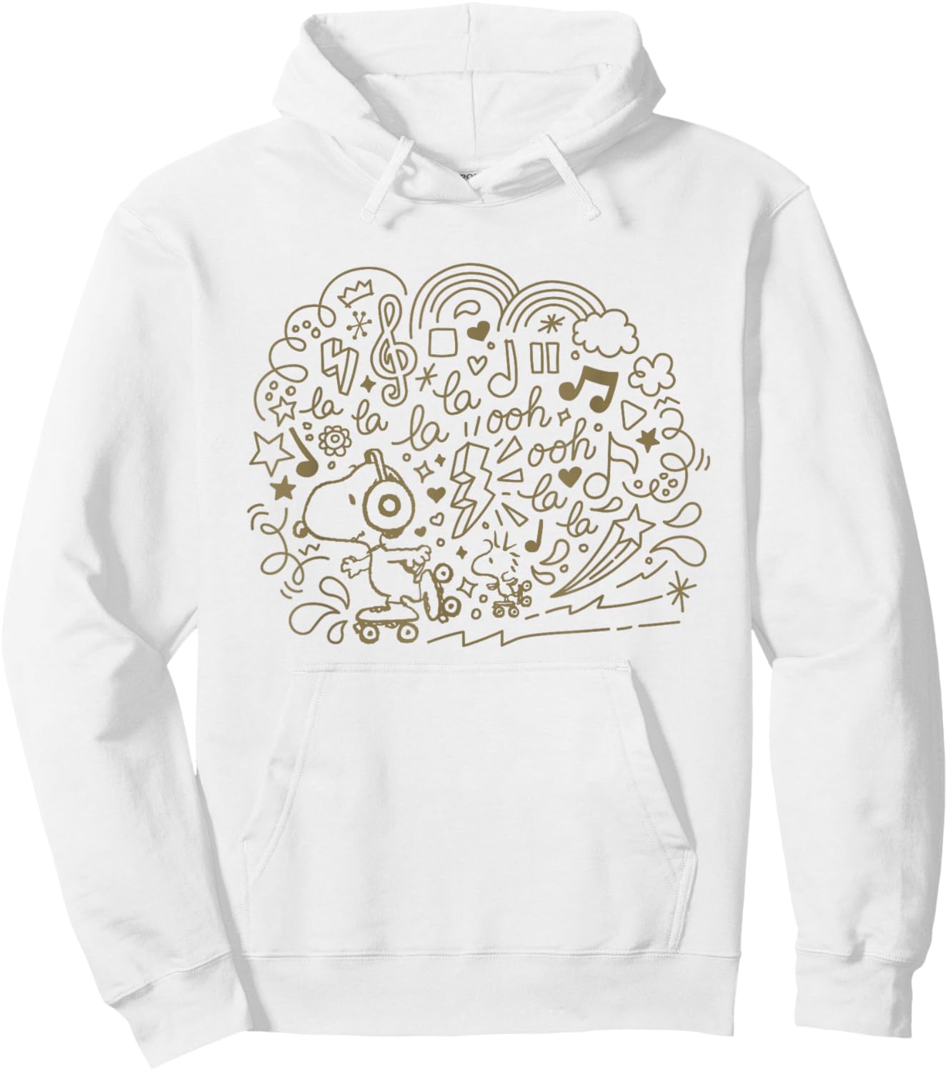 Peanuts Snoopy Skating And Listening To Music Hoodie - Hoodie | White