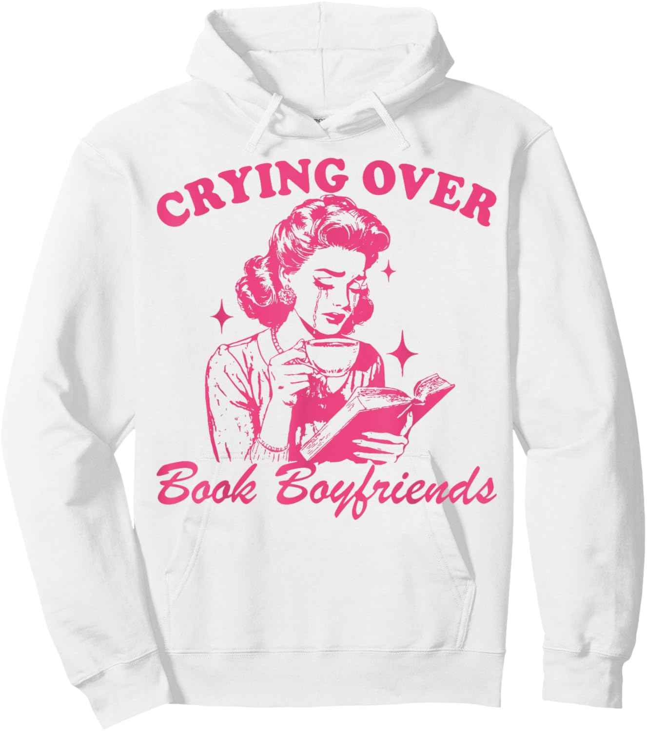 Crying Over Book Boyfriends Hoodie - Hoodie | White