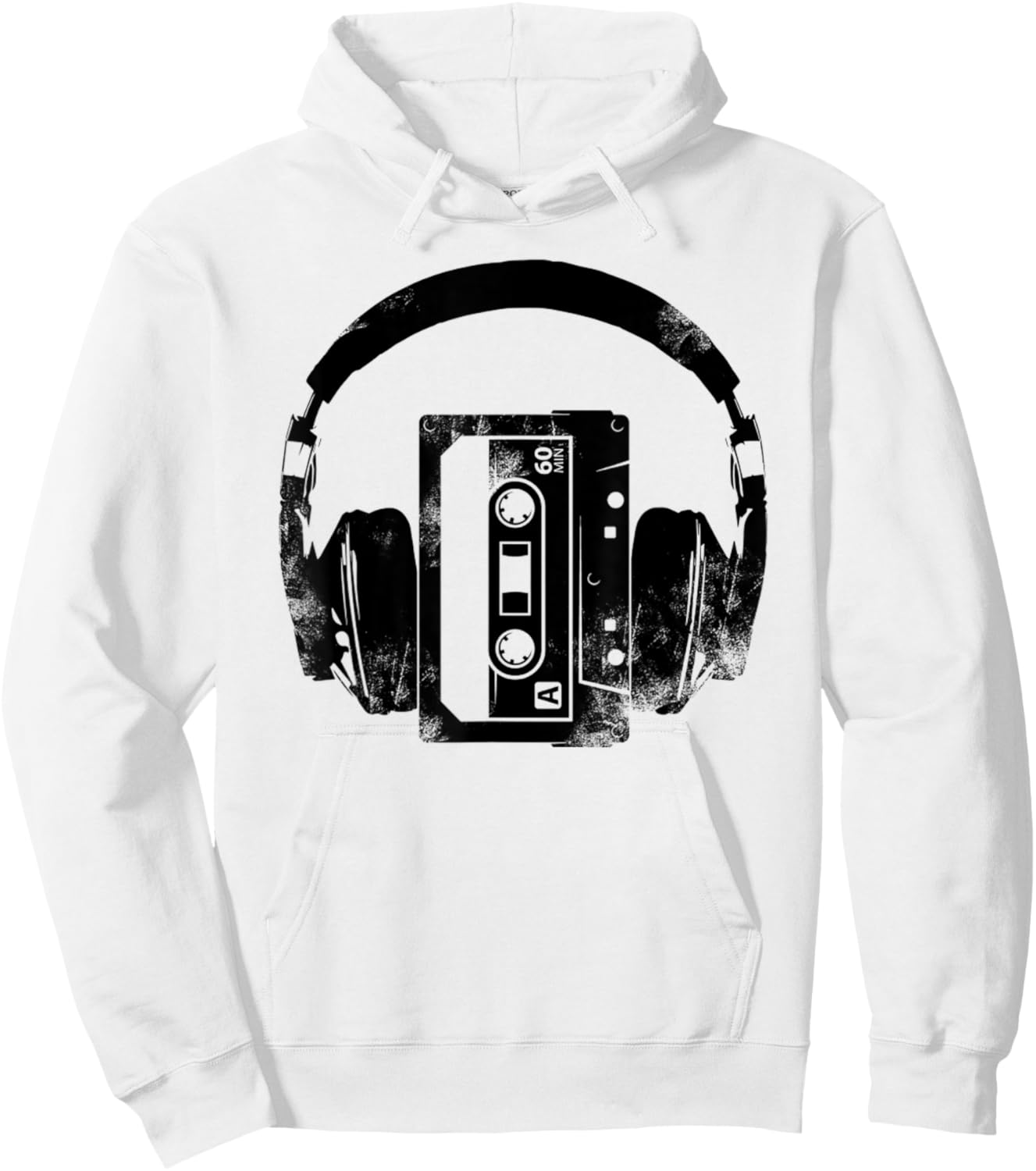 Music Retro Style Retro Headphone 80s Cassette Tape Hoodie - Hoodie | White