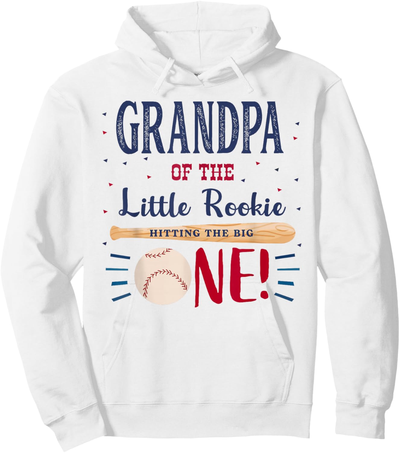 Grandpa First Birthday Little Rookie Baseball The Big One Hoodie - Hoodie | White