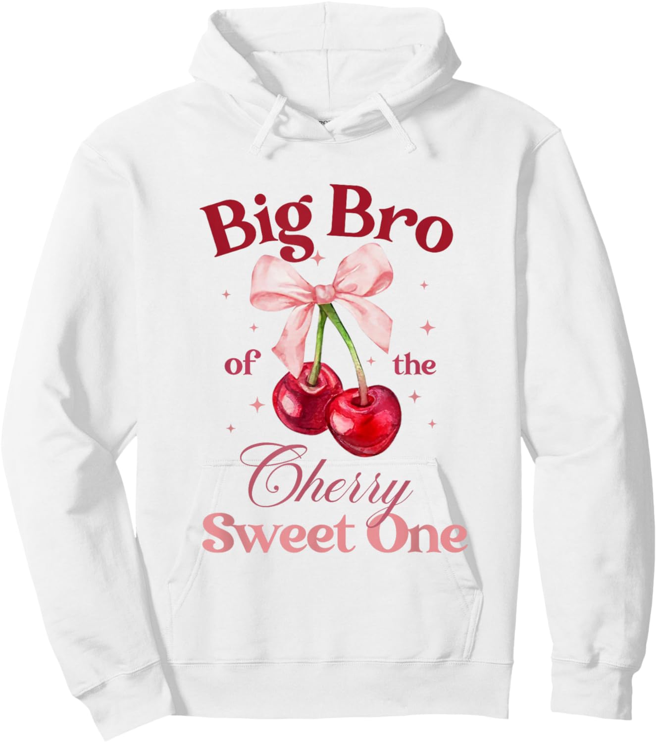 Brother of The Cherry Sweet One Preppy Bow First Birthday Hoodie - Hoodie | White