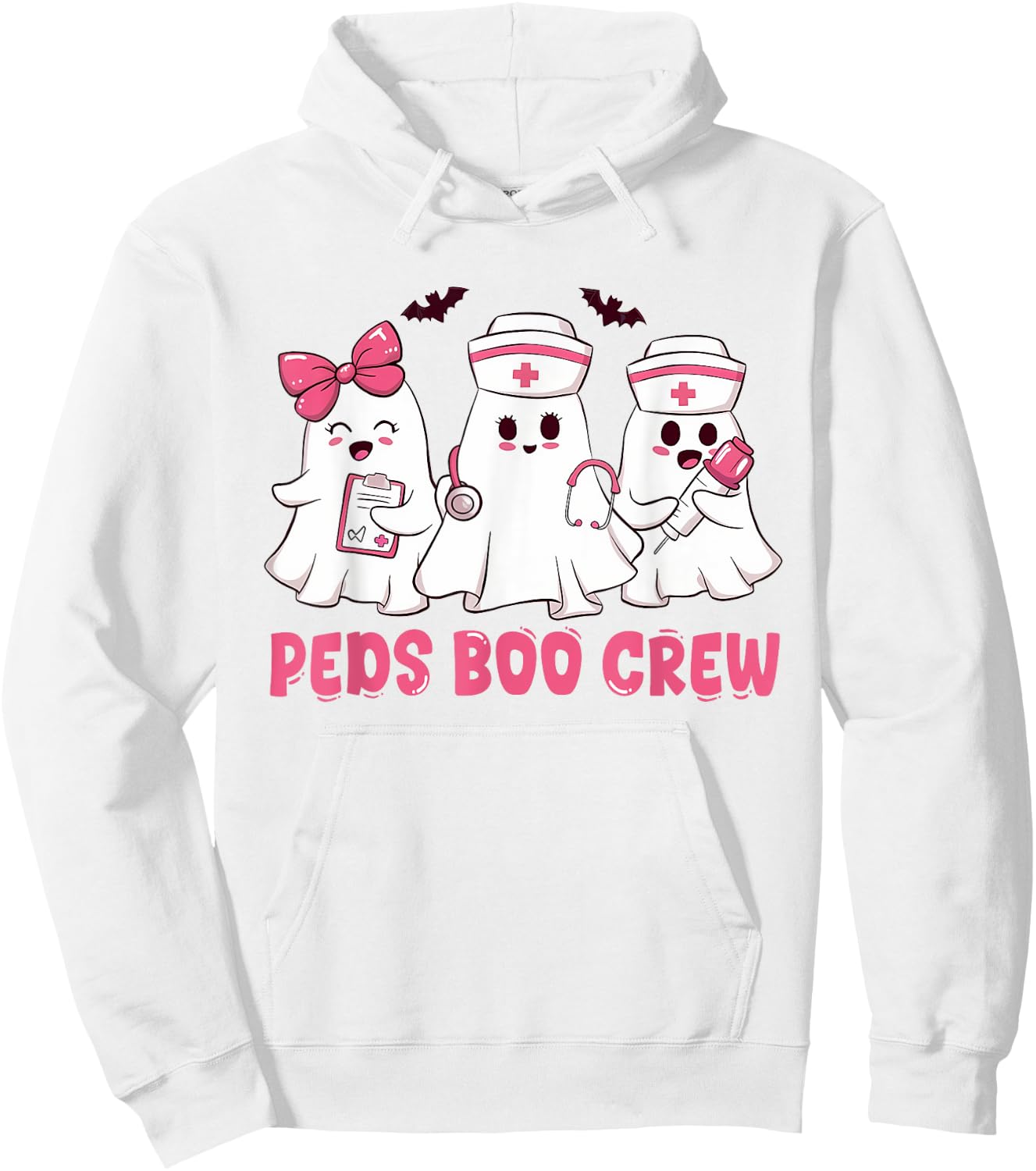Pediatric Nurse shirt Halloween Peds Boo Crew Halloween Hoodie - Hoodie | White