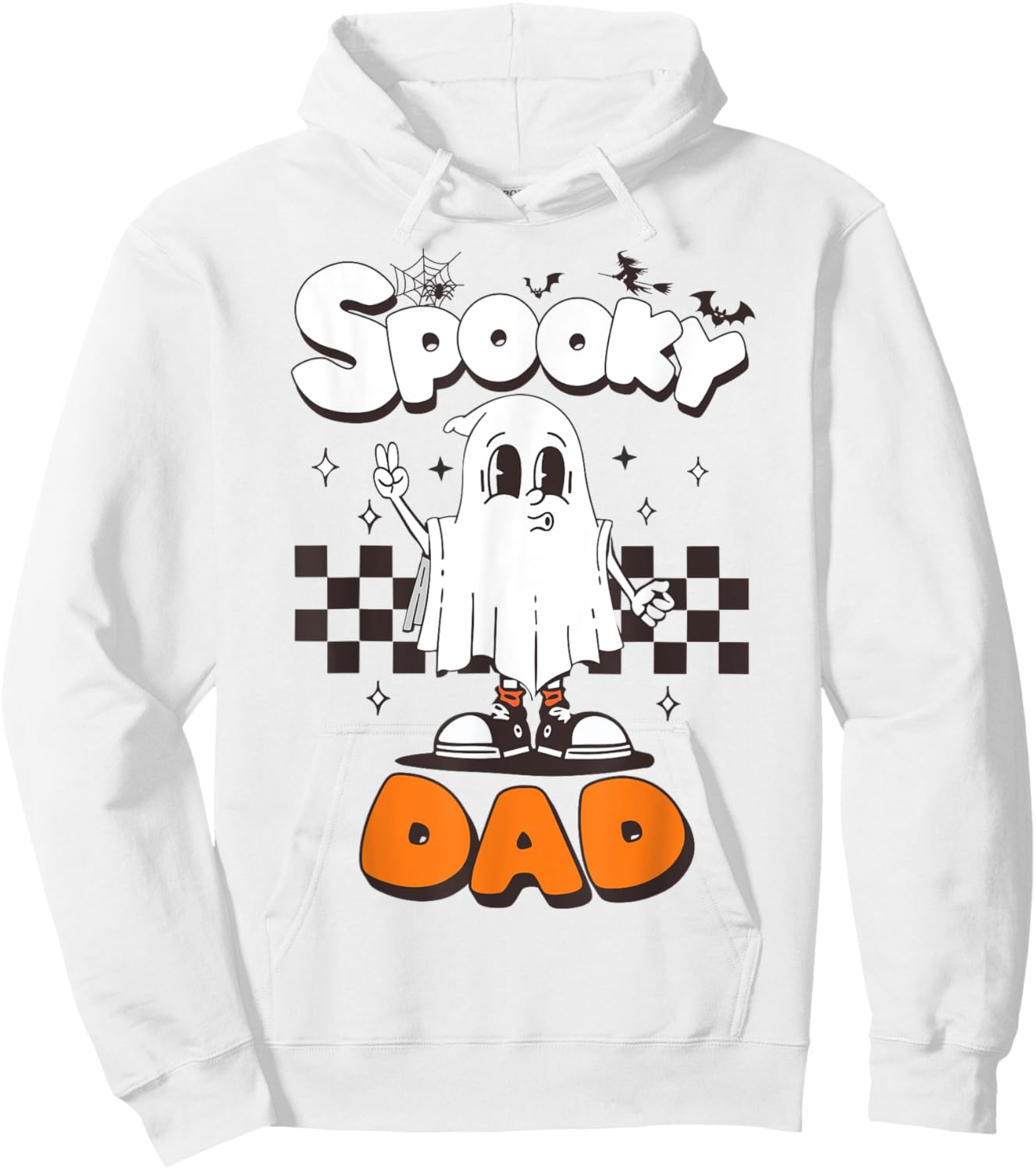 Spooky Dad Halloween Ghost Costume Retro Groovy Halloween Hoodie - Hoodie | White
