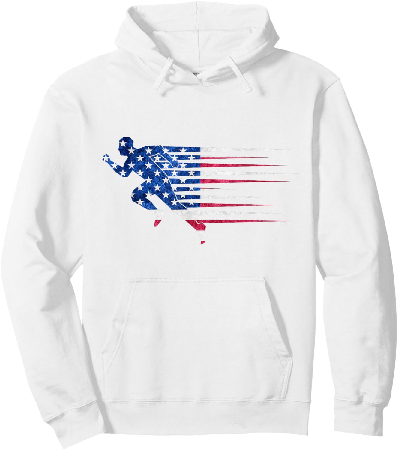 Patriotic Running USA American Flag Track and Field Team Hoodie - Hoodie | White
