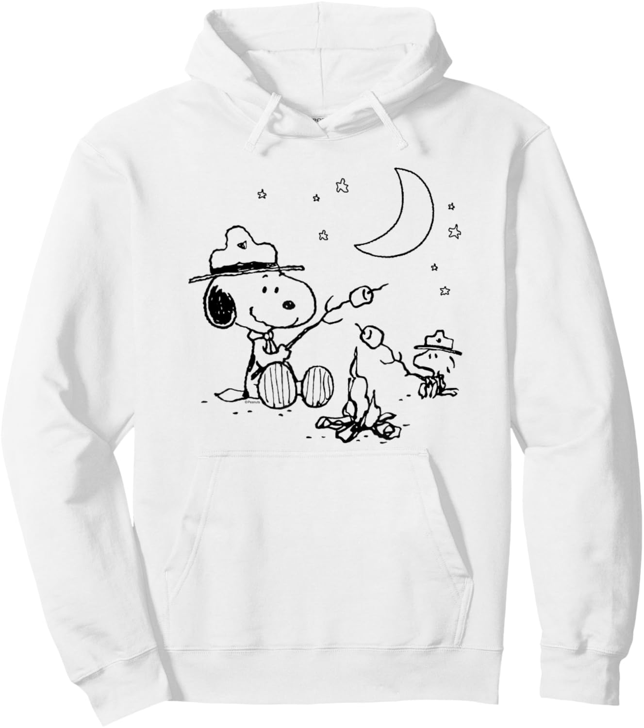 Peanuts - Snoopy and Woodstore Camping with Smores Hoodie - Hoodie | White