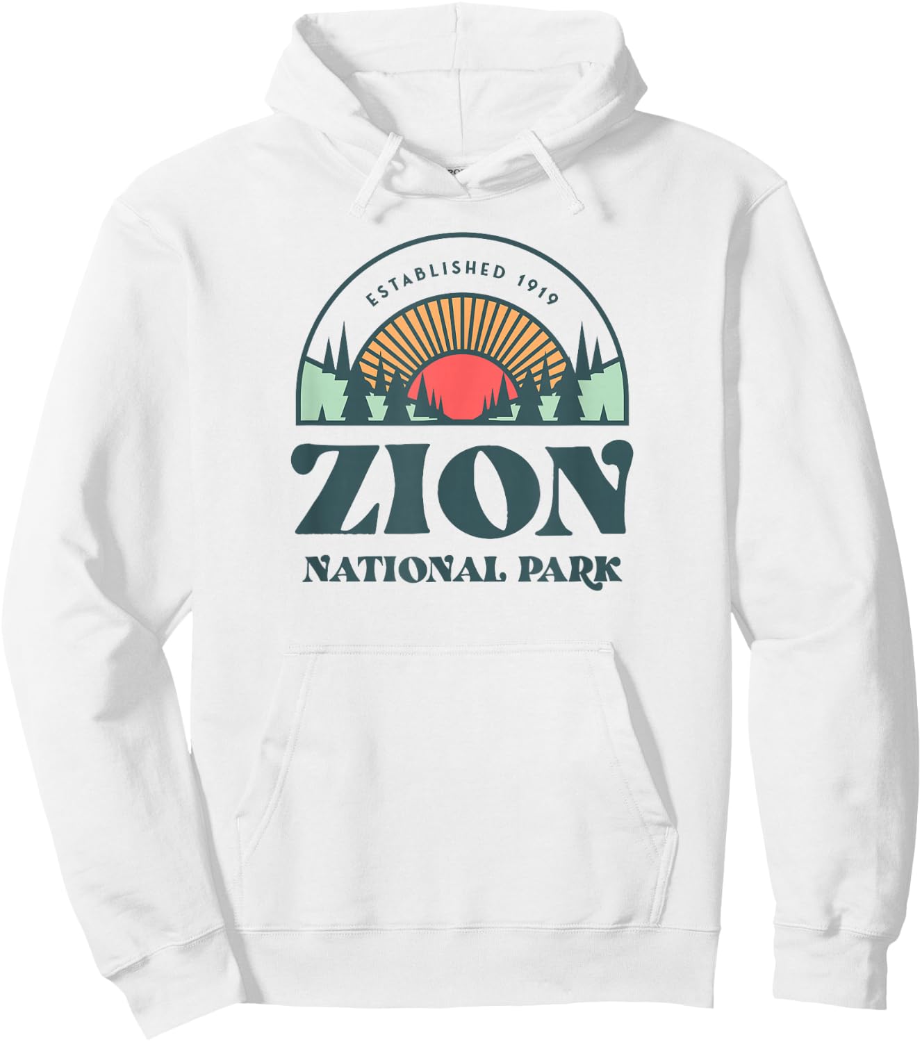 Retro Style Utah Zion National Park Hoodie - Hoodie | White