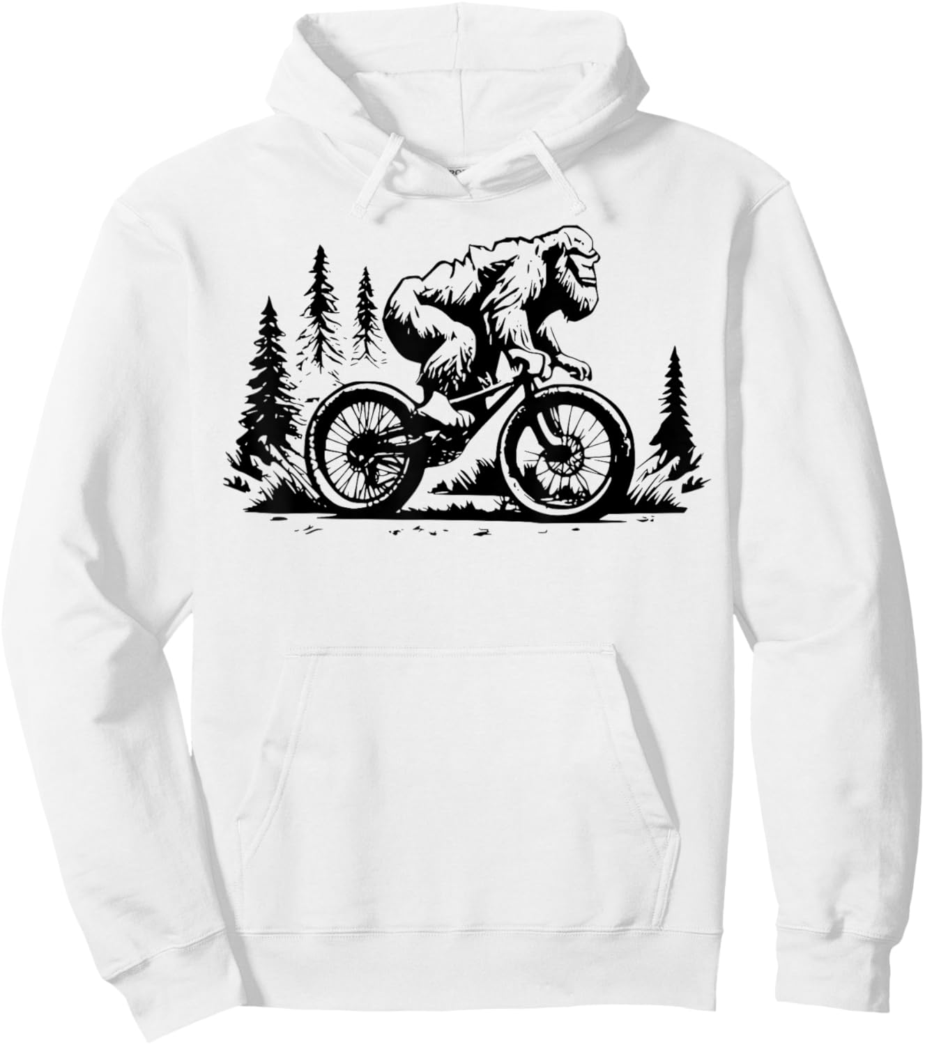 Sasquatch Bigfoot Mountain Biking FUNNY Bike Bicycle Nature Hoodie - Hoodie | White