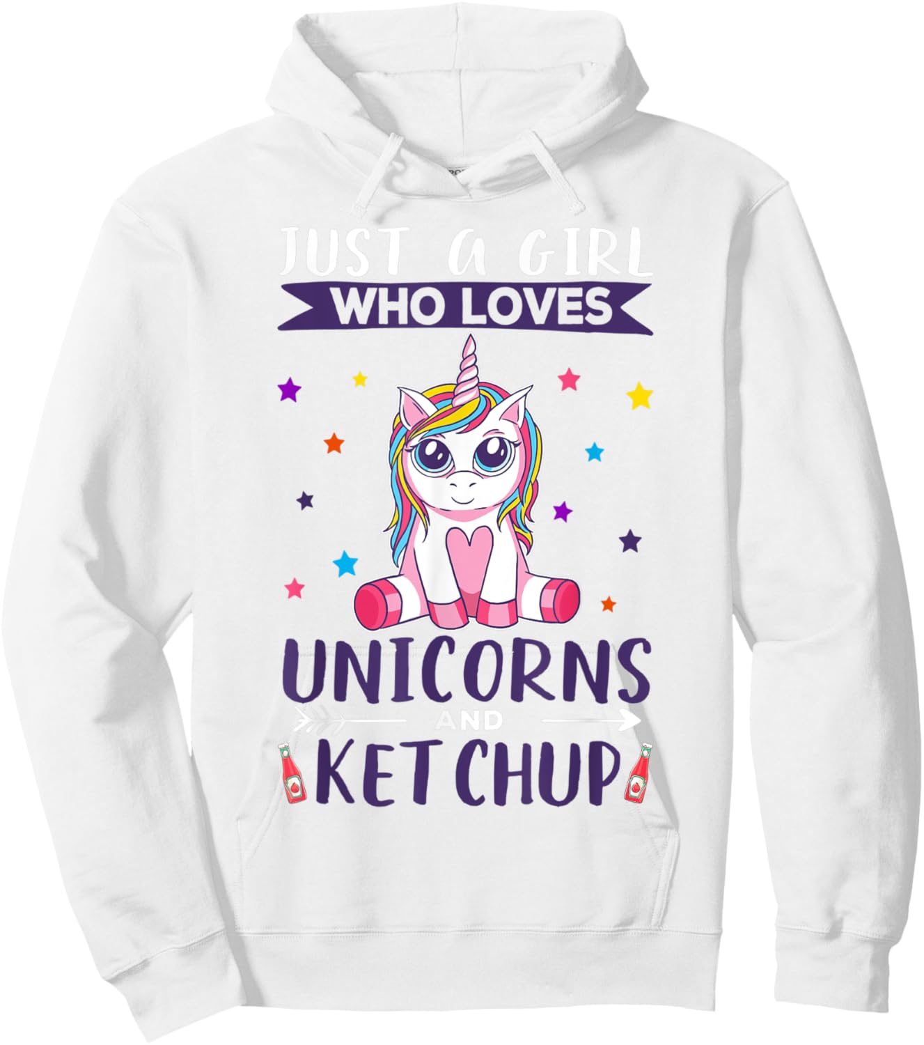 Just A Girl Who Loves Unicorns And Ketchup Unicorn Hoodie - Hoodie | White