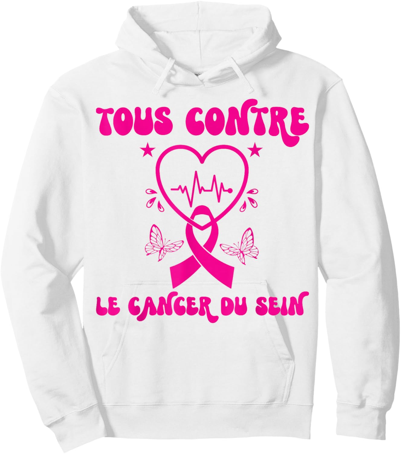 All Against Breast Cancer Awareness Month Ribbon , white, S Hoodie - Hoodie | White