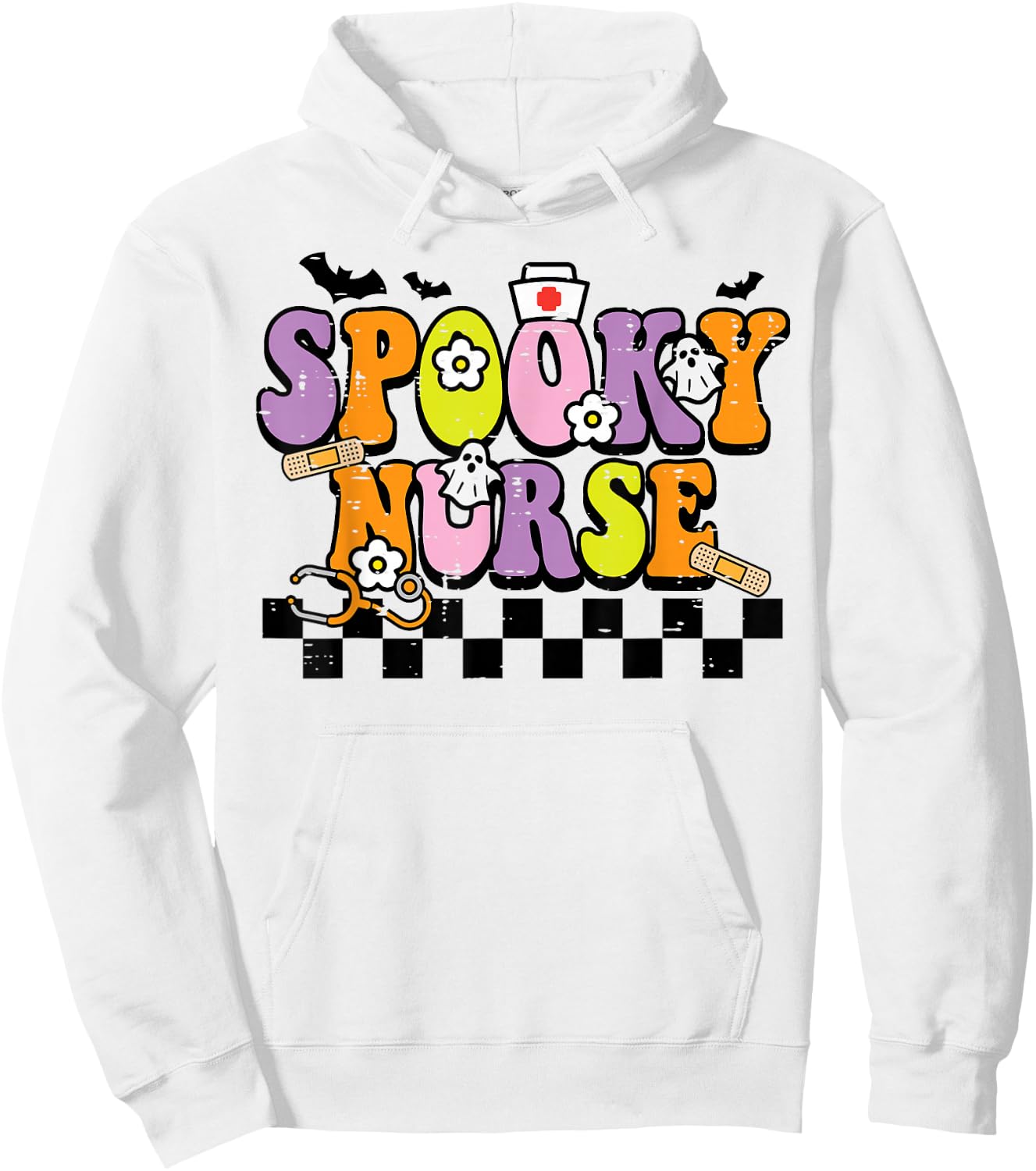Groovy Spooky Nurse Retro Halloween Nurse Fall Scrub Women Hoodie - Hoodie | White