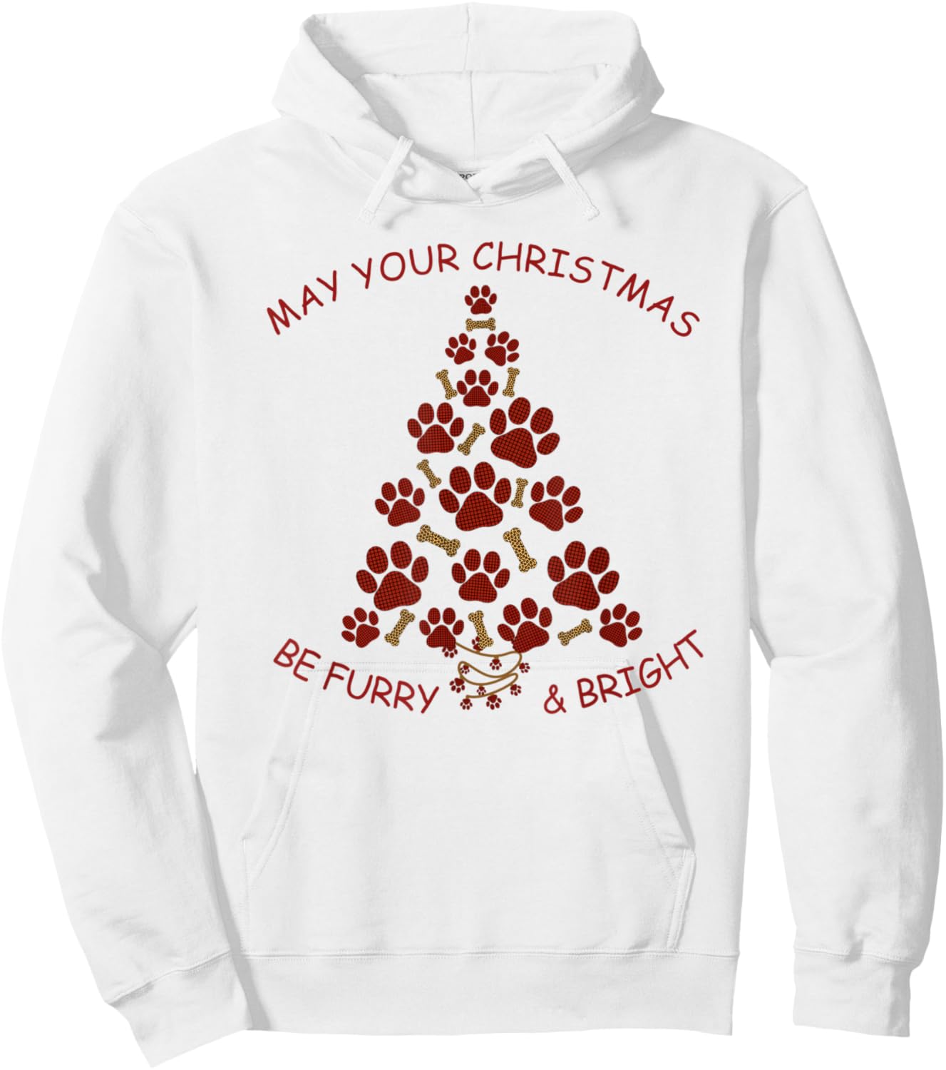 Furry & Bright, Dog Lovers Christmas Tree made of Dog Paws Hoodie - Hoodie | White