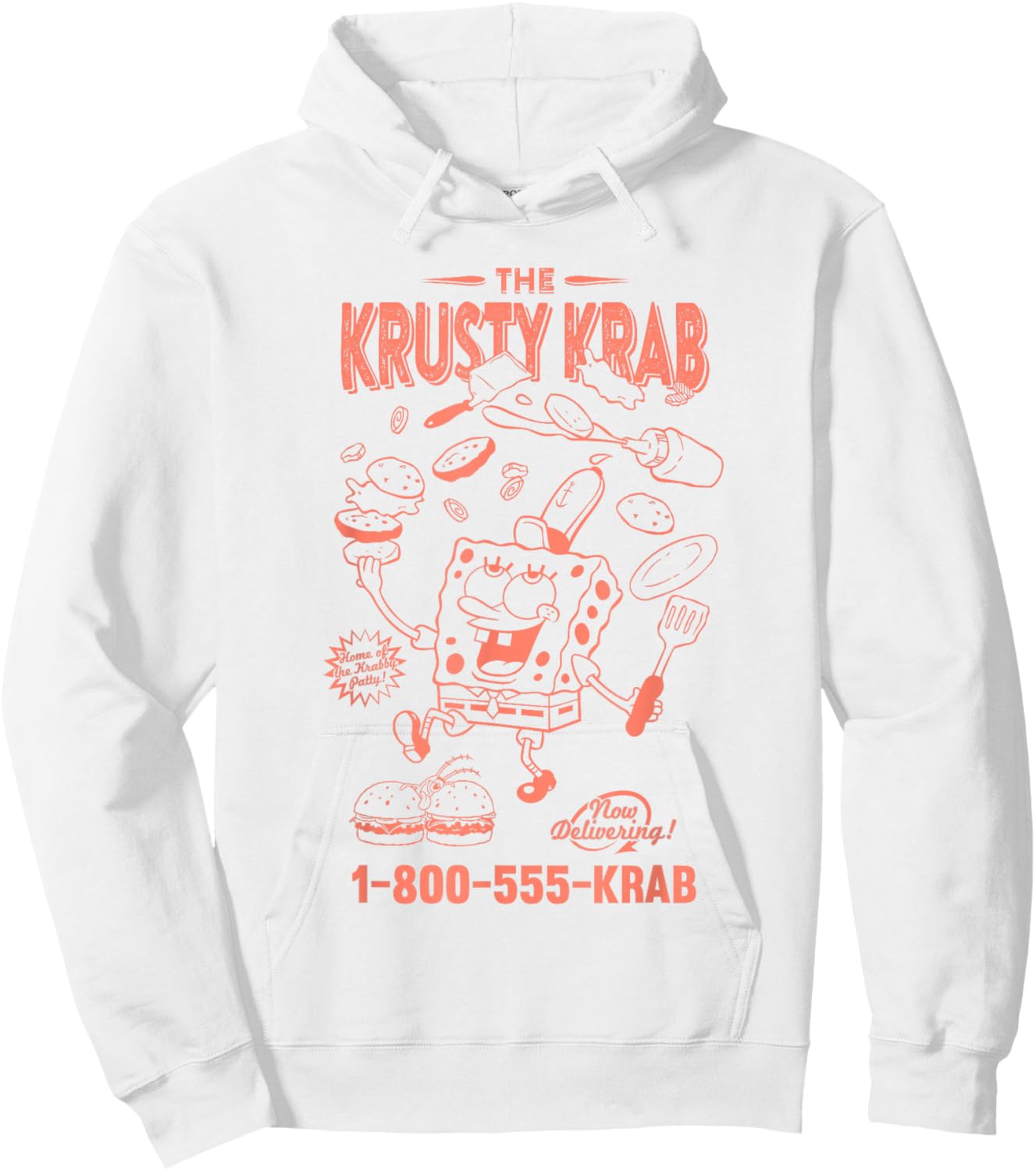 SpongeBob SquarePants The Krusty Krab Delivery Vintage Ad Hoodie - Hoodie | White