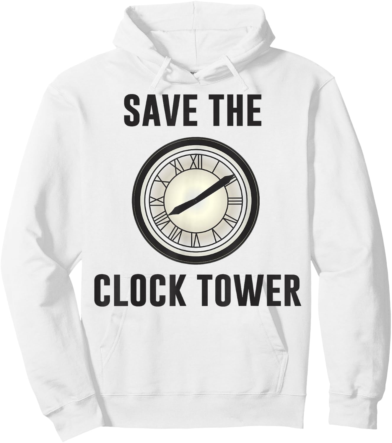 Back to the Future Clock Tower Face Graphic Hoodie - Hoodie | White