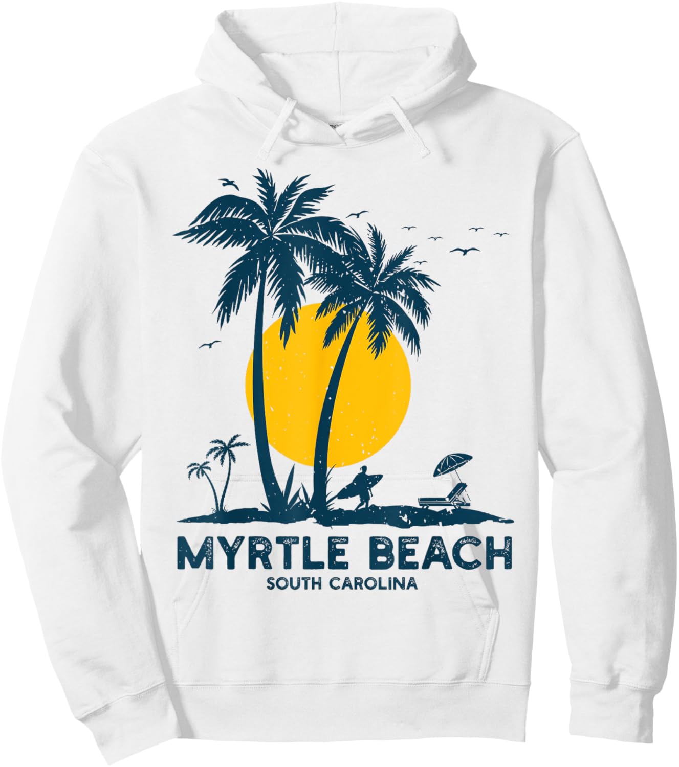 Family Vacation Retro Sunset South Carolina Myrtle Beach Hoodie - Hoodie | White