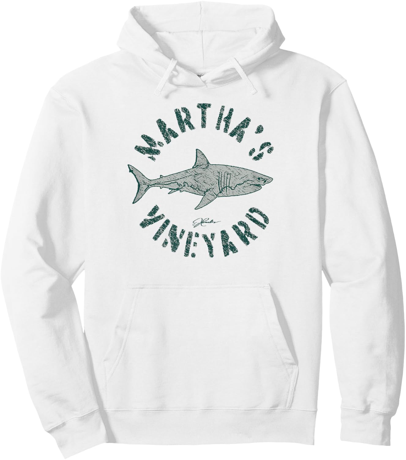 JCombs: Martha's Vineyard, MA, Great White Shark Hoodie - Hoodie | White