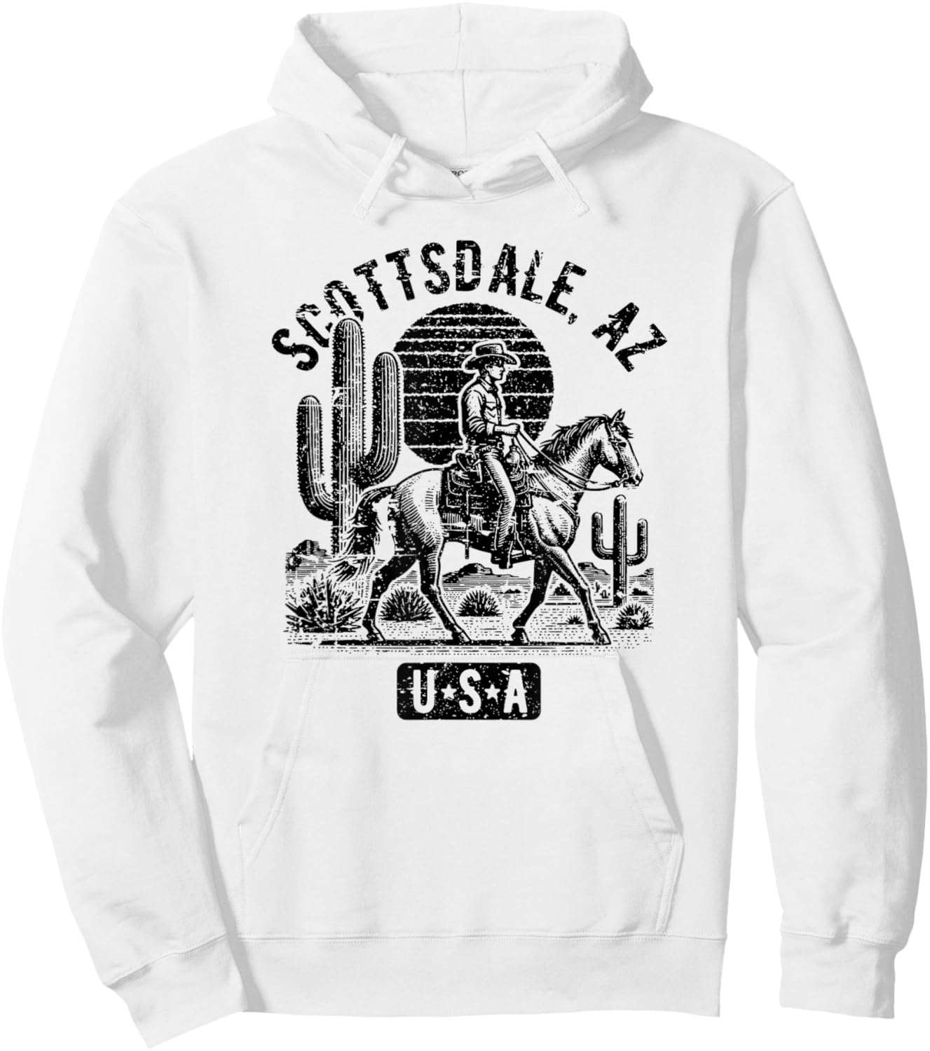Scottsdale Arizona USA Cowboy Horse Vintage Style Design Hoodie - Hoodie | White