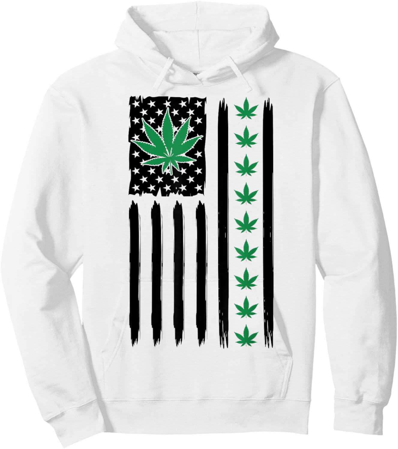 USA Flag Marijuana Leaf Funny US Pot Weed Hippie Marijuana Hoodie - Hoodie | White