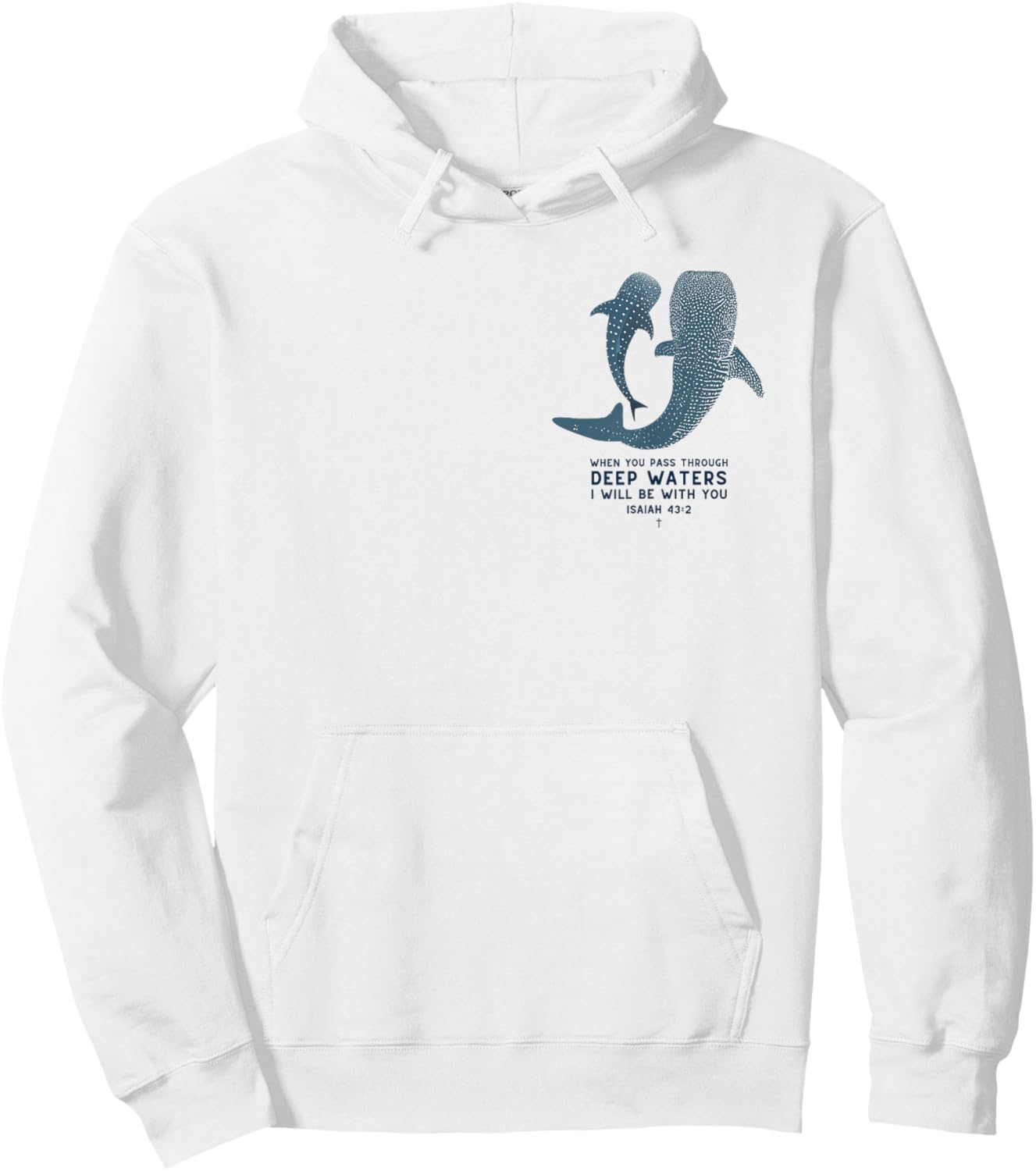 Christian Scripture Jesus Ocean Whale Shark (On Back) Hoodie - Hoodie | White