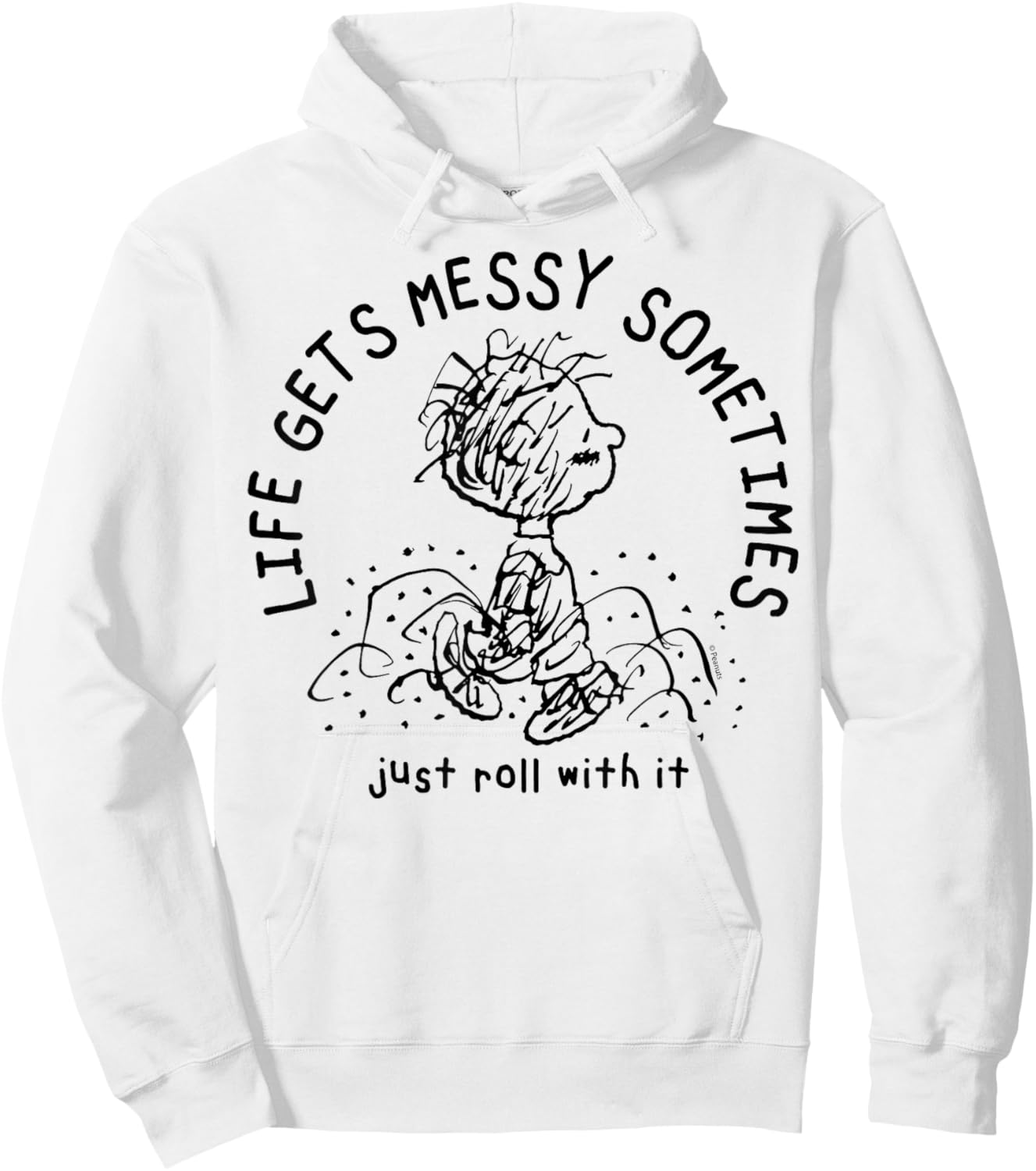 Peanuts - Pigpen Life Gets Messy Sometimes Just Roll With It Hoodie - Hoodie | White