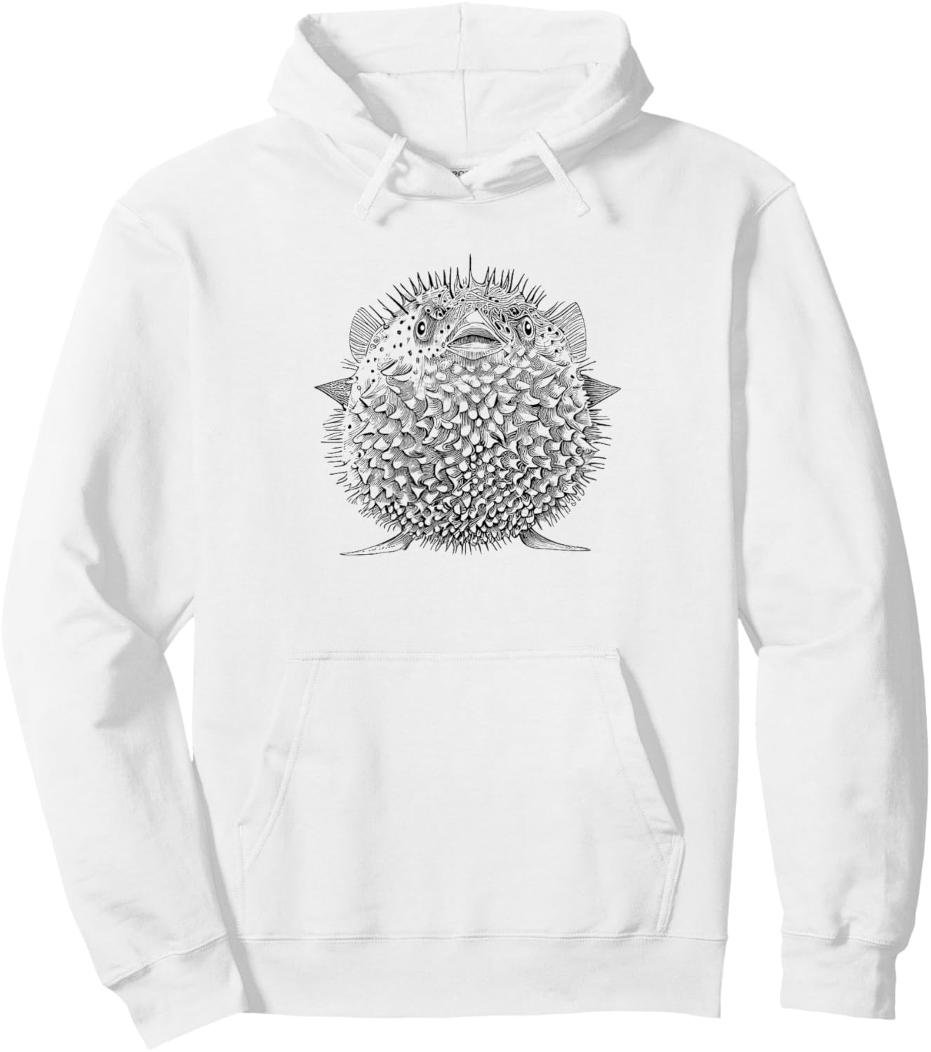 Vintage Retro Illustration Puffer Fish Lover Hoodie - Hoodie | White