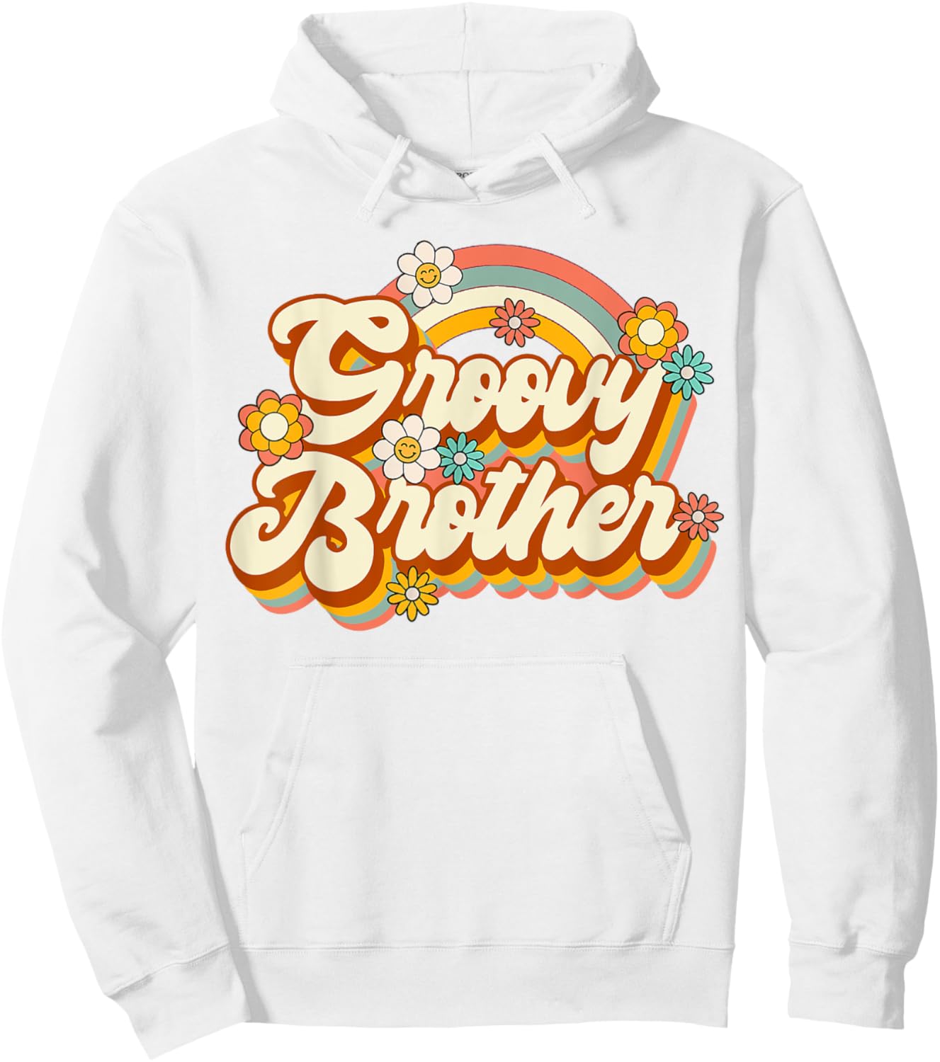 Retro Groovy Brother Family Birthday 60s 70s Hippie Costume Hoodie - Hoodie | White