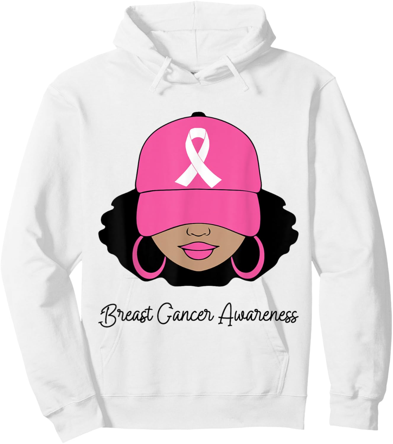 Black Women Pink Breast Cancer Awareness Warrior Women Girls Hoodie - Hoodie | White