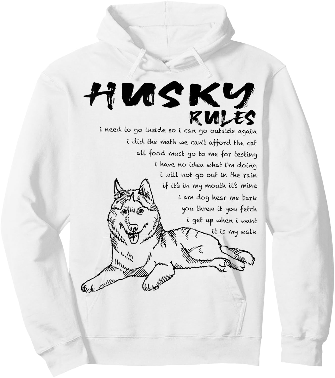 Funny Siberian Husky Dog Hand Drawn Art Men Women Girls Kids Hoodie - Hoodie | White