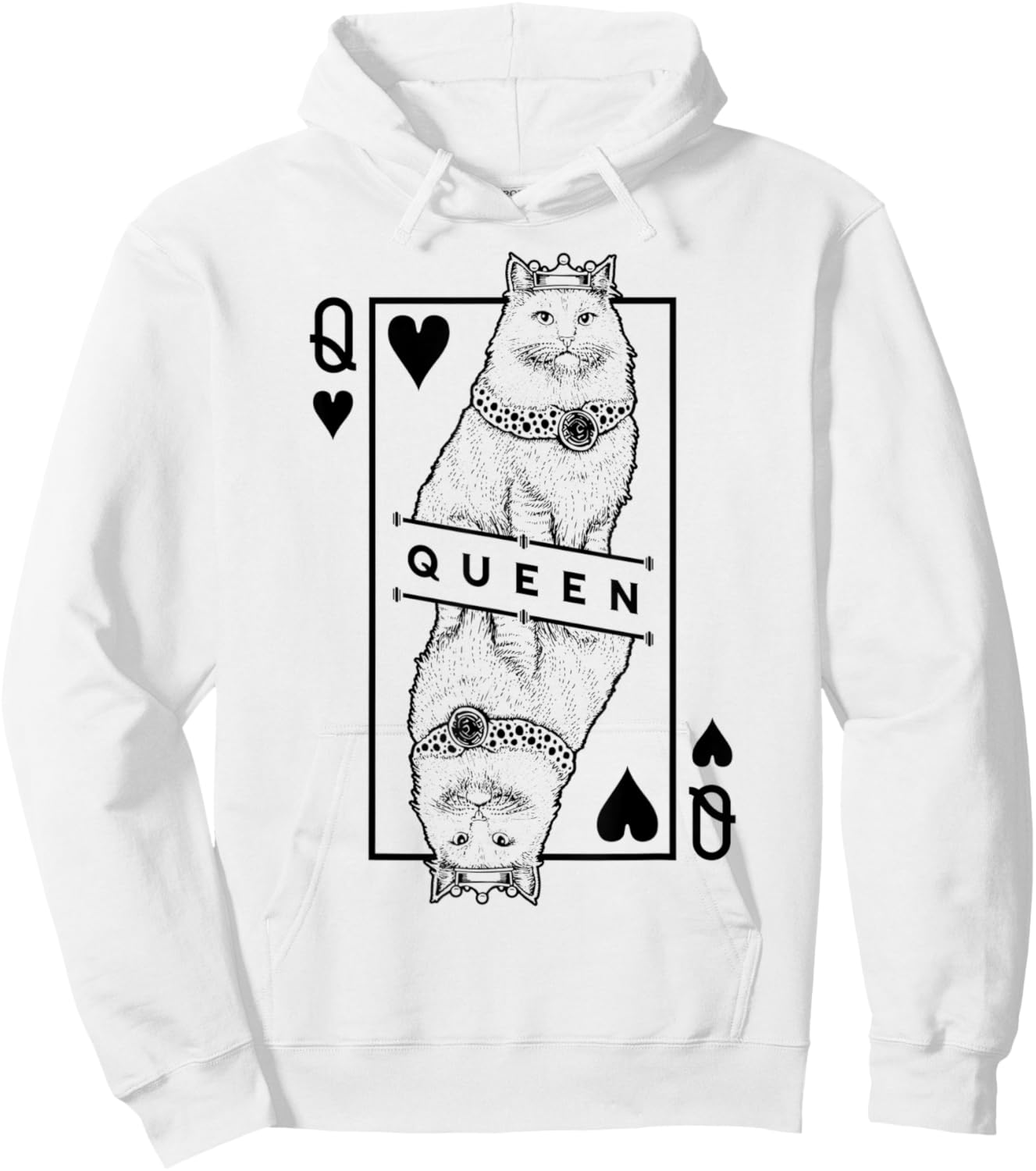 Siberian Cat Lover Queen Of Hearts Funny Pop Art Hoodie - Hoodie | White