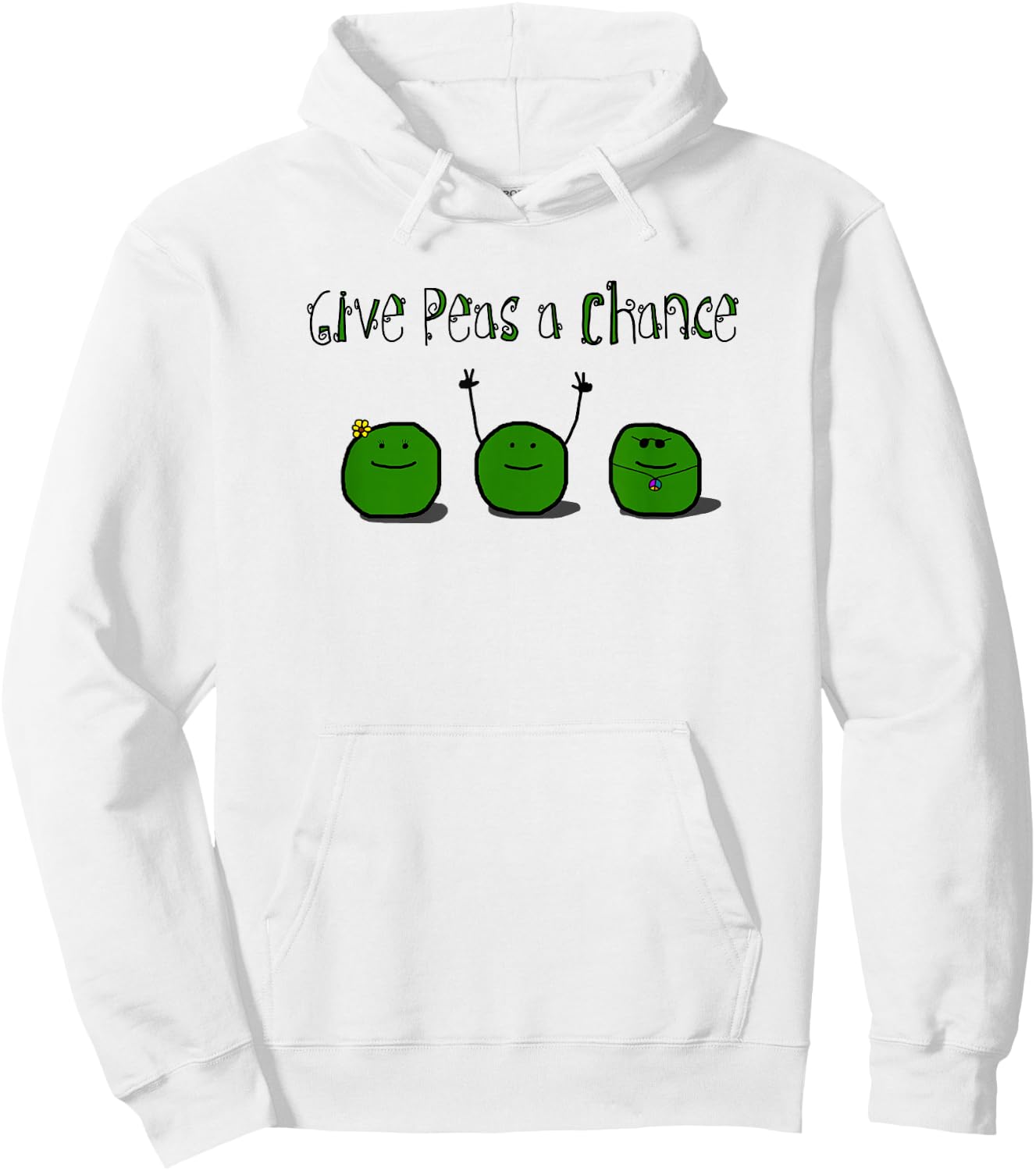 Give Peas a Chance Hippy Hoodie - Hoodie | White