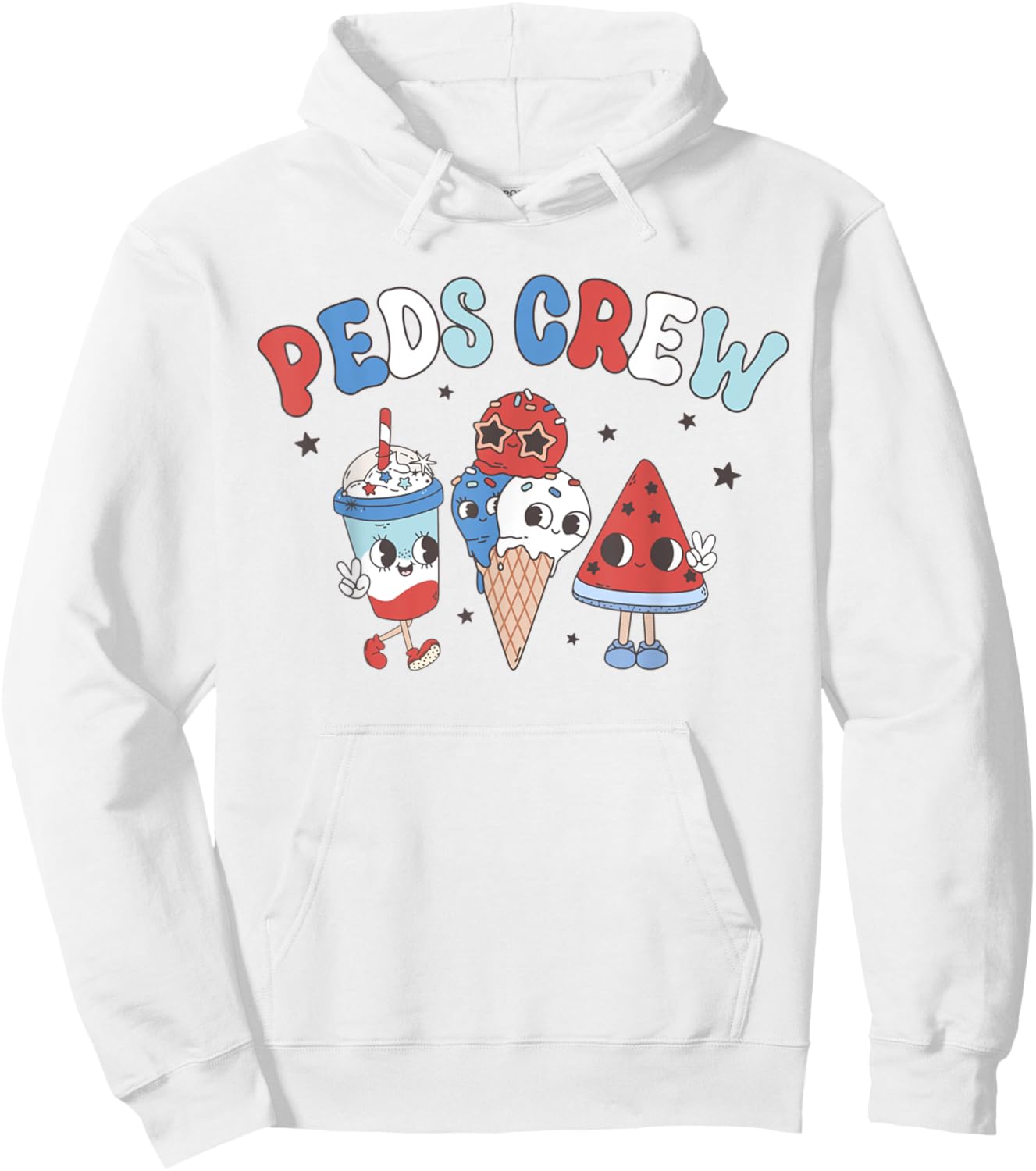Retro PEDS Crew 4th Of July Popsicle Pediatric Nurse Women Hoodie - Hoodie | White