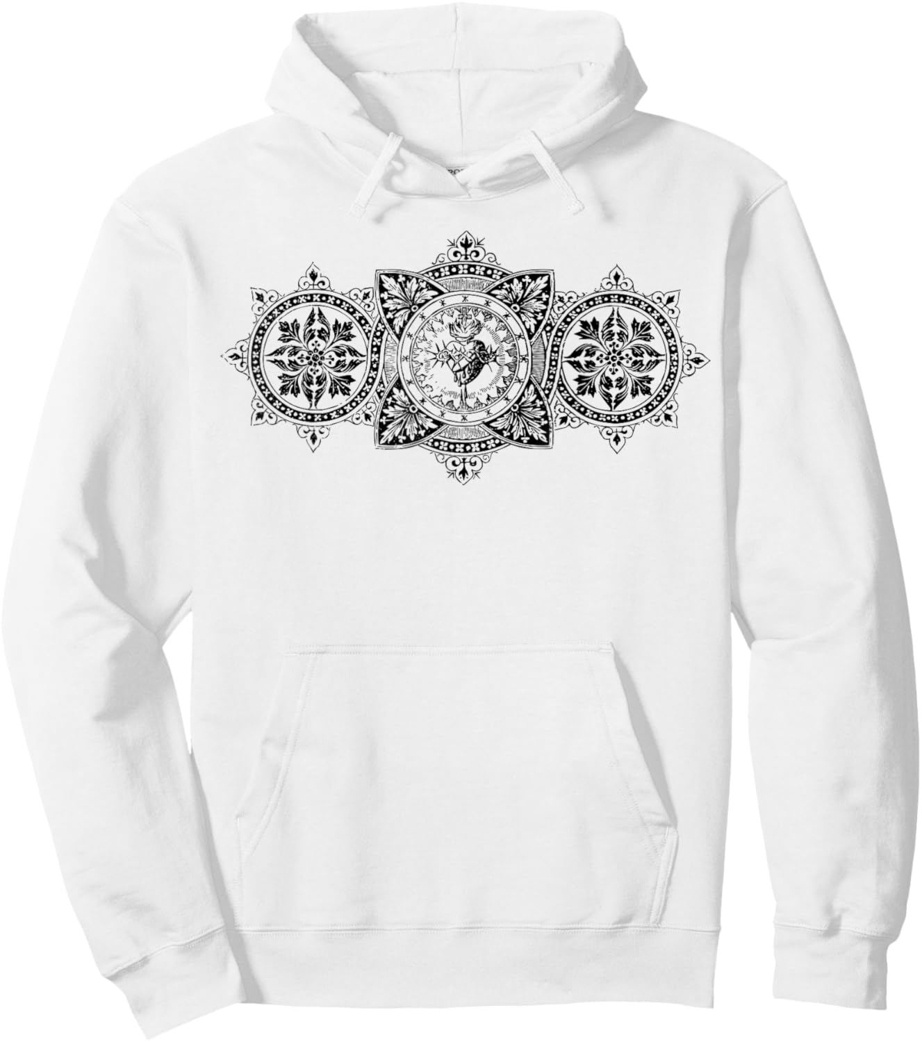 Vintage Sacred Heart of Jesus Symbol Traditional Catholic Hoodie - Hoodie | White
