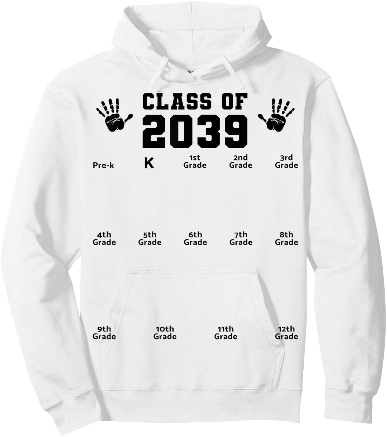 Class of 2039 Handprint Shirt Grow with Me Pre-k Graduation Hoodie - Hoodie | White