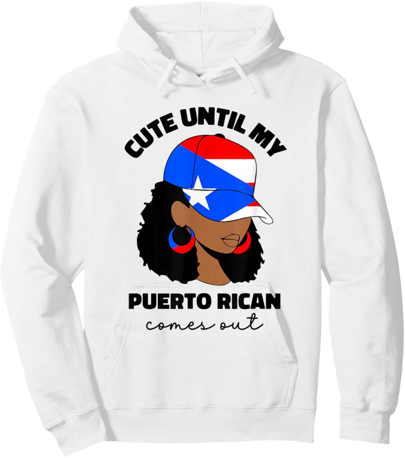 Funny Cute Puerto Rican Afro Women Boricua Puerto Rico Flag Hoodie - Hoodie | White