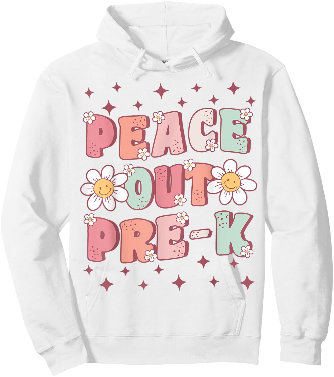 Peace Out Pre-K Cute Groovy Last Day of Preschool Graduation Hoodie - Hoodie | White