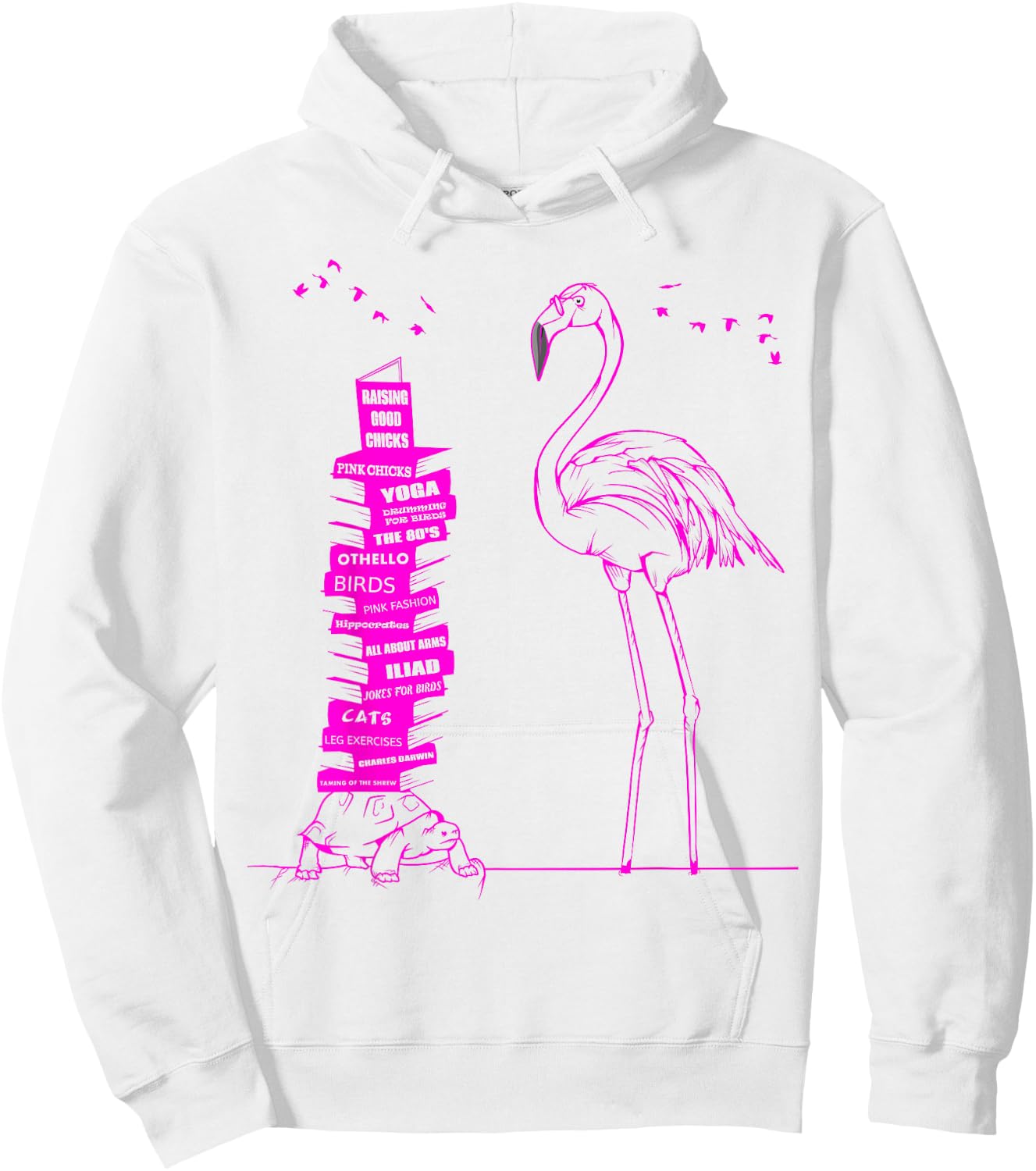 Pink Flamingo Read Books Hoodie - Hoodie | White