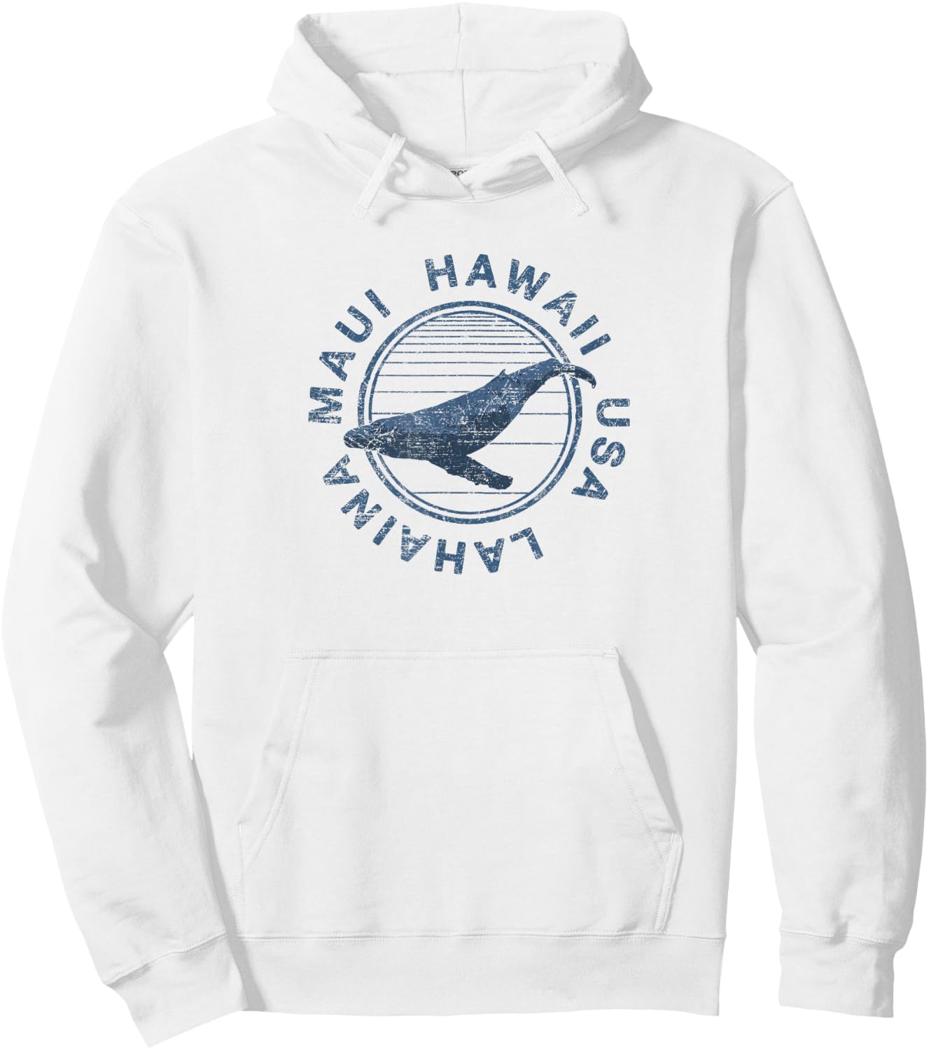 Maui Hawaii Lahaina Vintage Whale Retro Hoodie - Hoodie | White