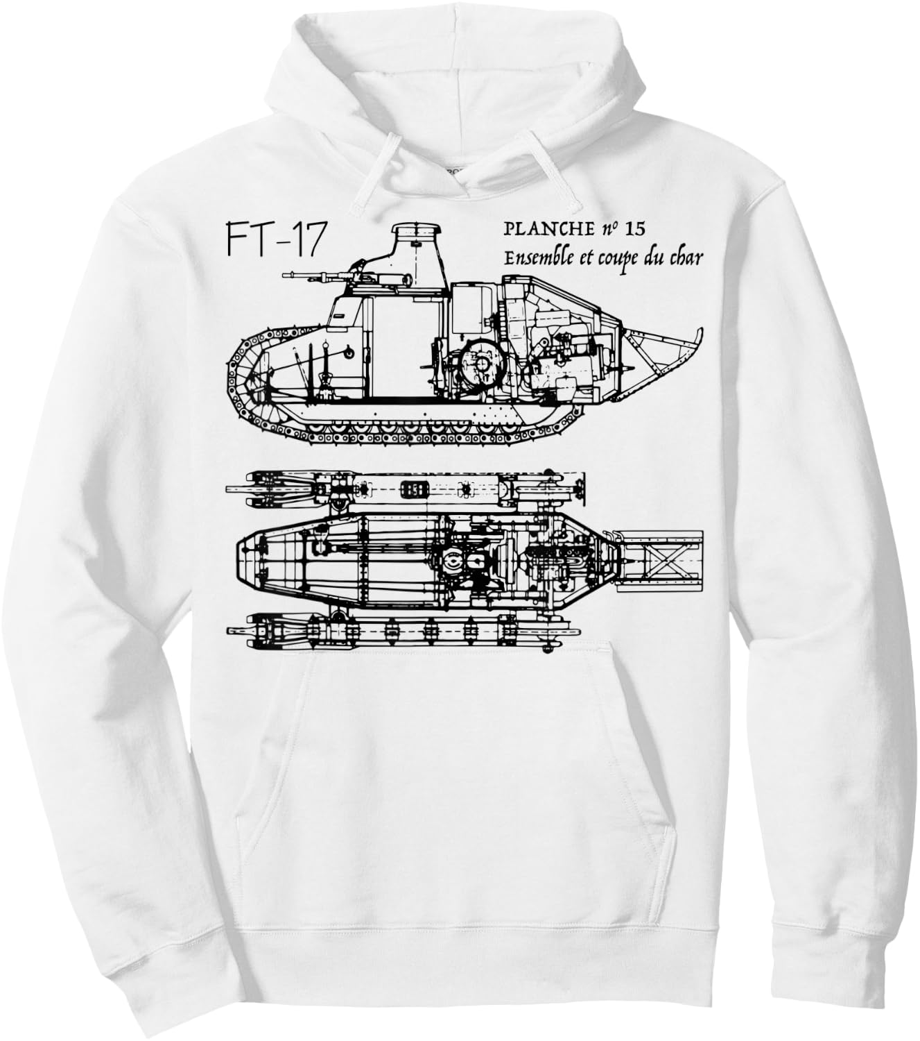 FT-17 French Light Tank WW1 Blueprint Gift Hoodie - Hoodie | White