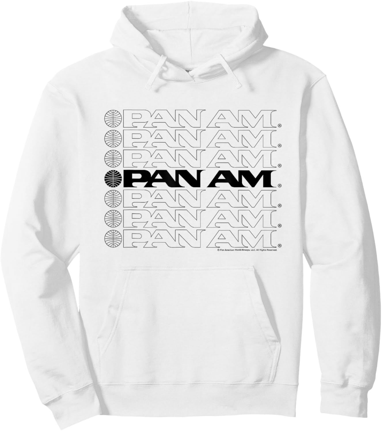 Pan Am Text Logo Cascade Hoodie - Hoodie | White